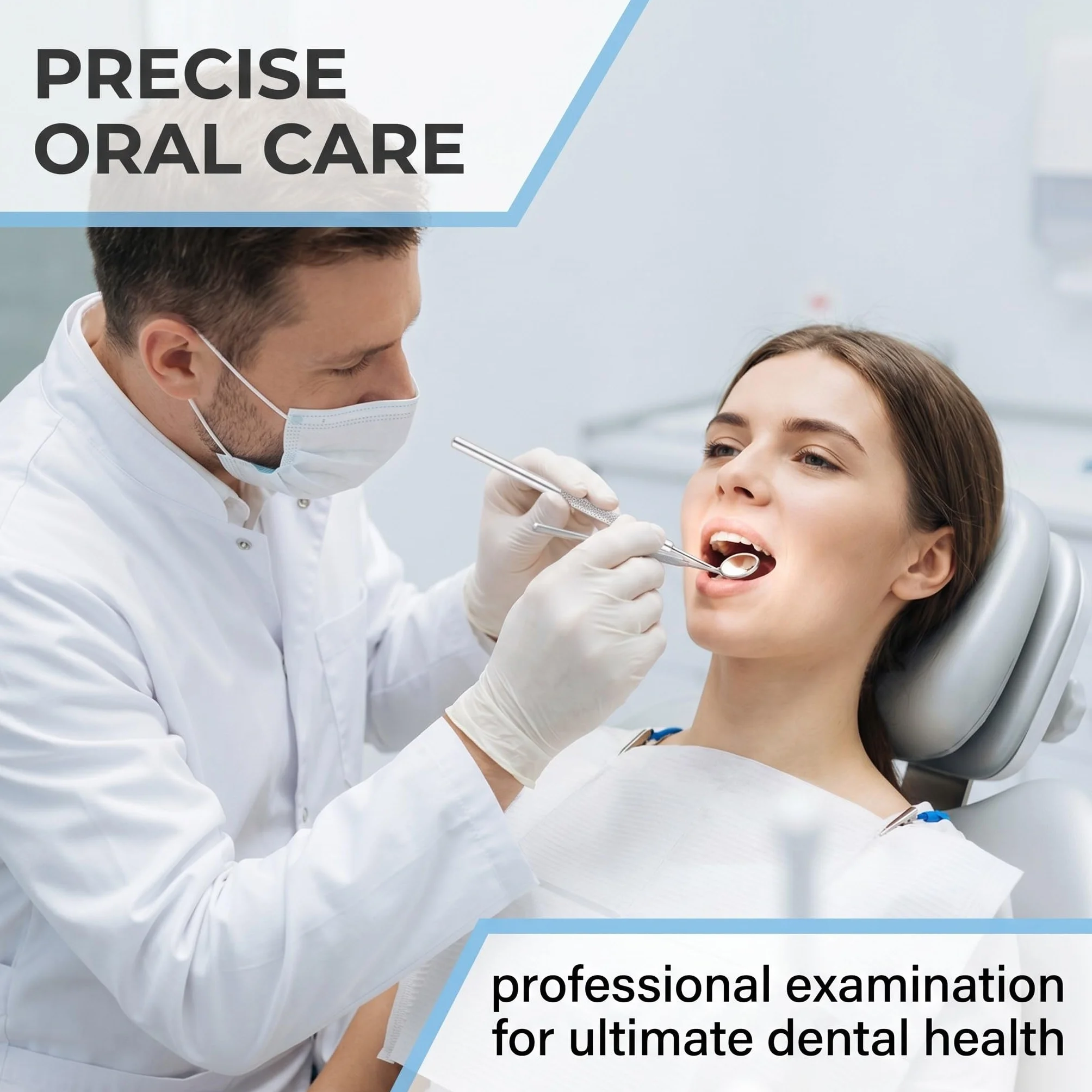 Espejos Dentales de Acero Inoxidable 16cm, Espejos de Inspección Bucal con Mango Antideslizante, Cabezales Desmontables