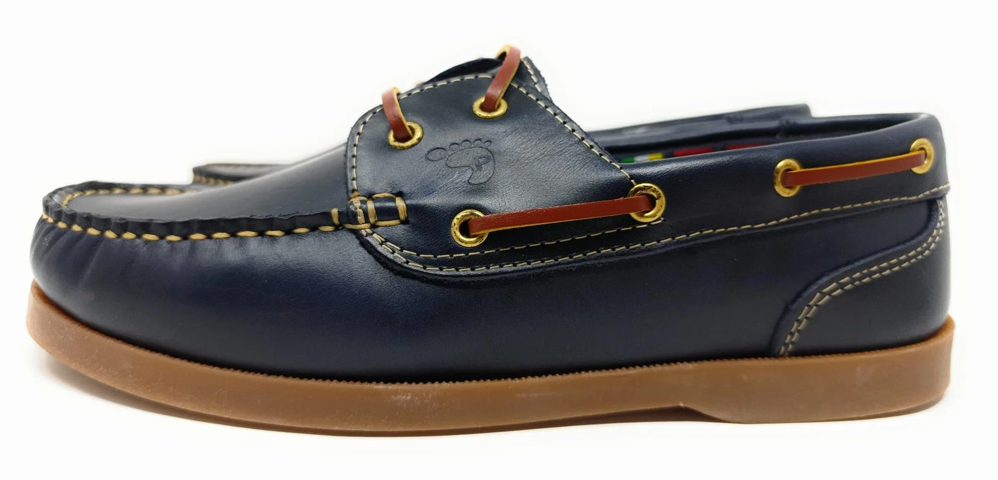 Zapatos Náuticos Tipo Timber para Hombre o niño Hecho en España de Piel Natural Azul Marino Pisable Mod 1688.1