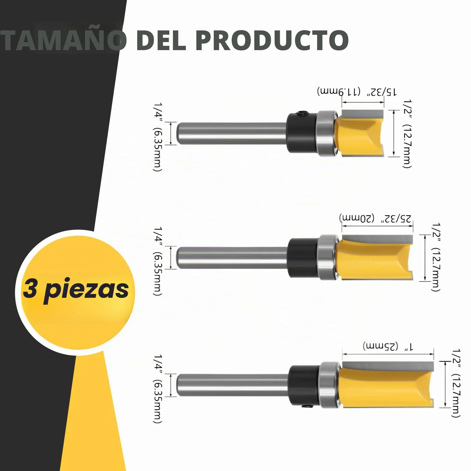 Fresa Copiadora 6mm 3pcs para Madera