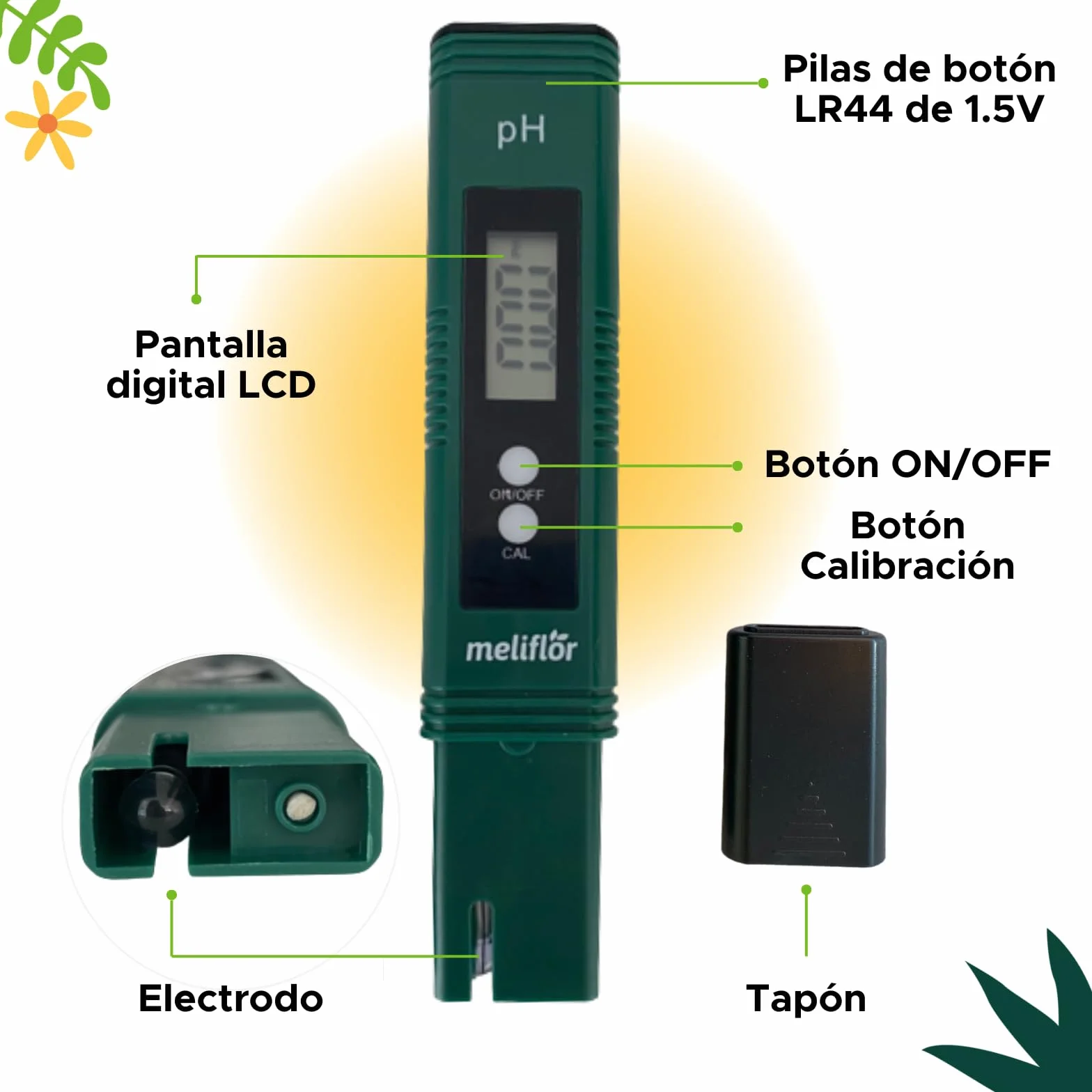 Medidor de pH Eco Meliflor ±0.01 Calibración automática
