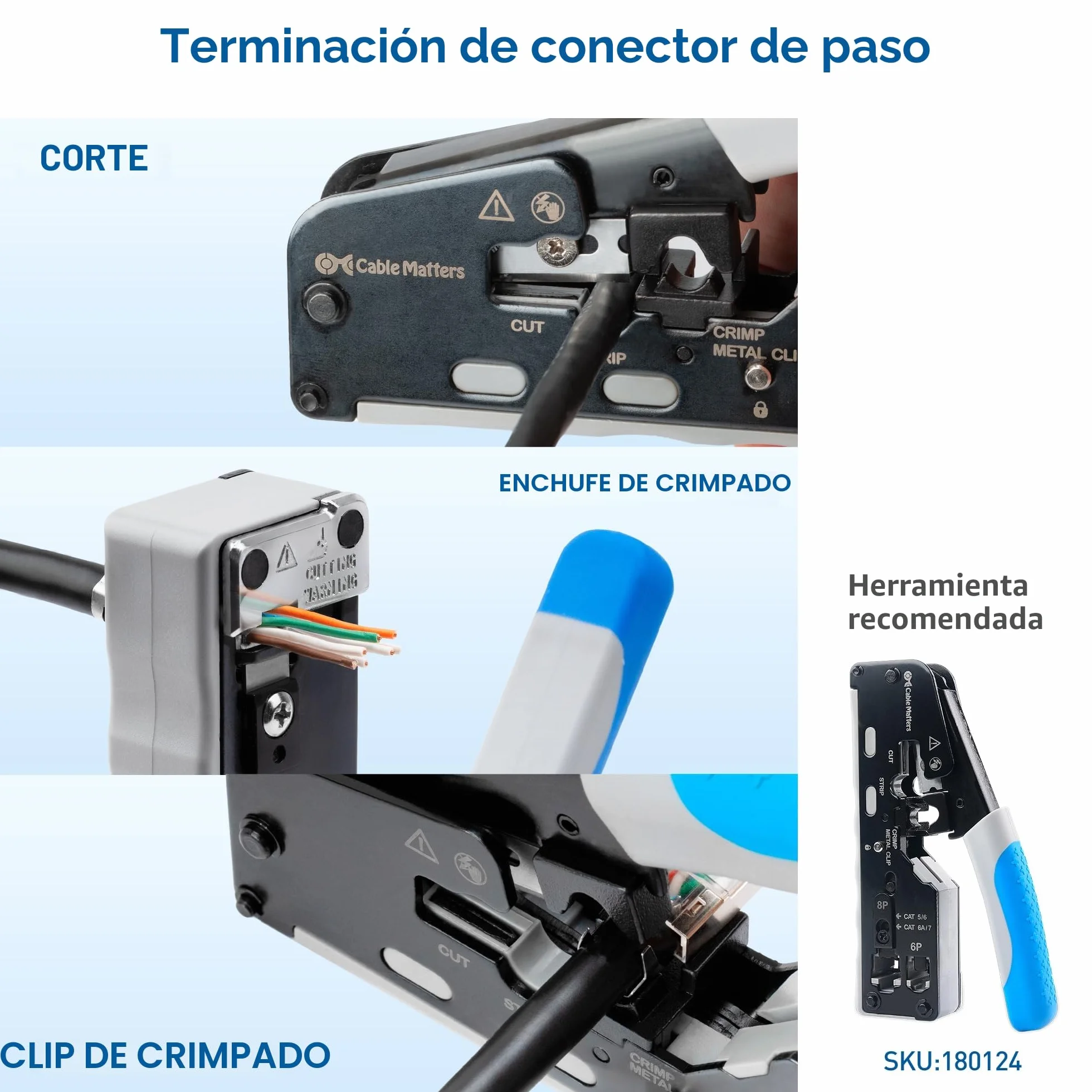 Cable Matters Pack de 20 Conectores Apantallados RJ45 Cat8 Cat7 Cat6 Pass-Through para Cable Ethernet Sólido o Trenzado