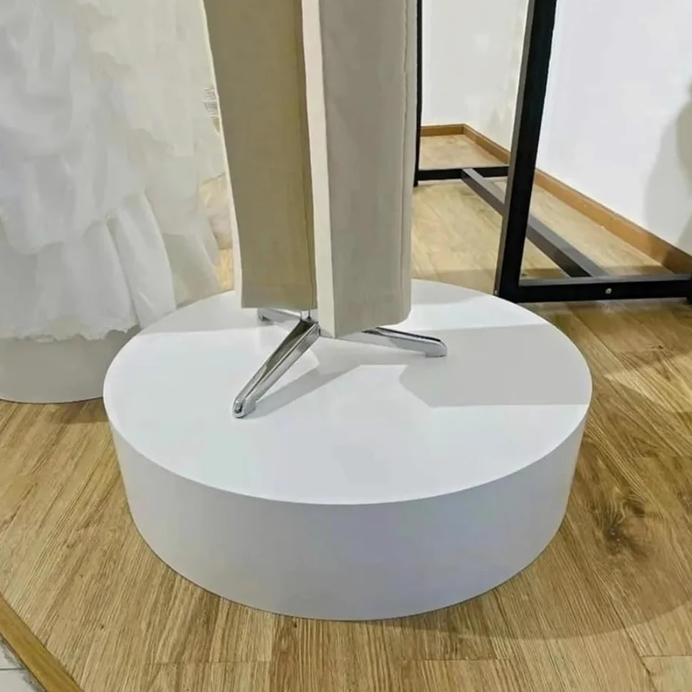 Expositor de maniquí redondo de 50 x 20 cm con base de pedestal negra para tiendas de ropa y novias, escaparate de artículos para eventos de boutique, decoración elegante para tiendas (blanco, 30
