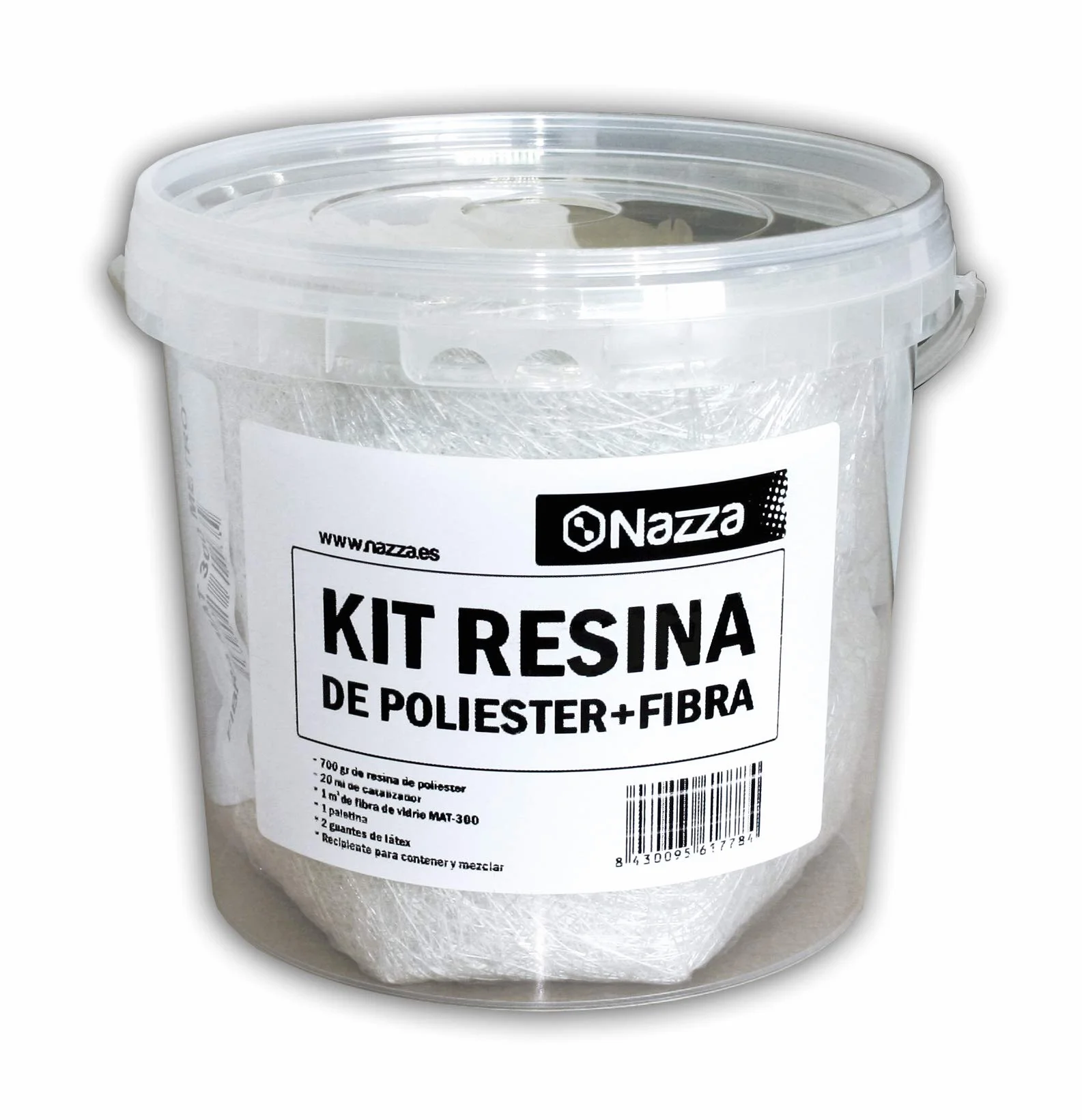 Kit de Resina de Poliéster 1 kg + Fibra de Vidrio Nazza Incluye Resina Peróxido de MEK Guantes Paletina Instrucciones Vaso