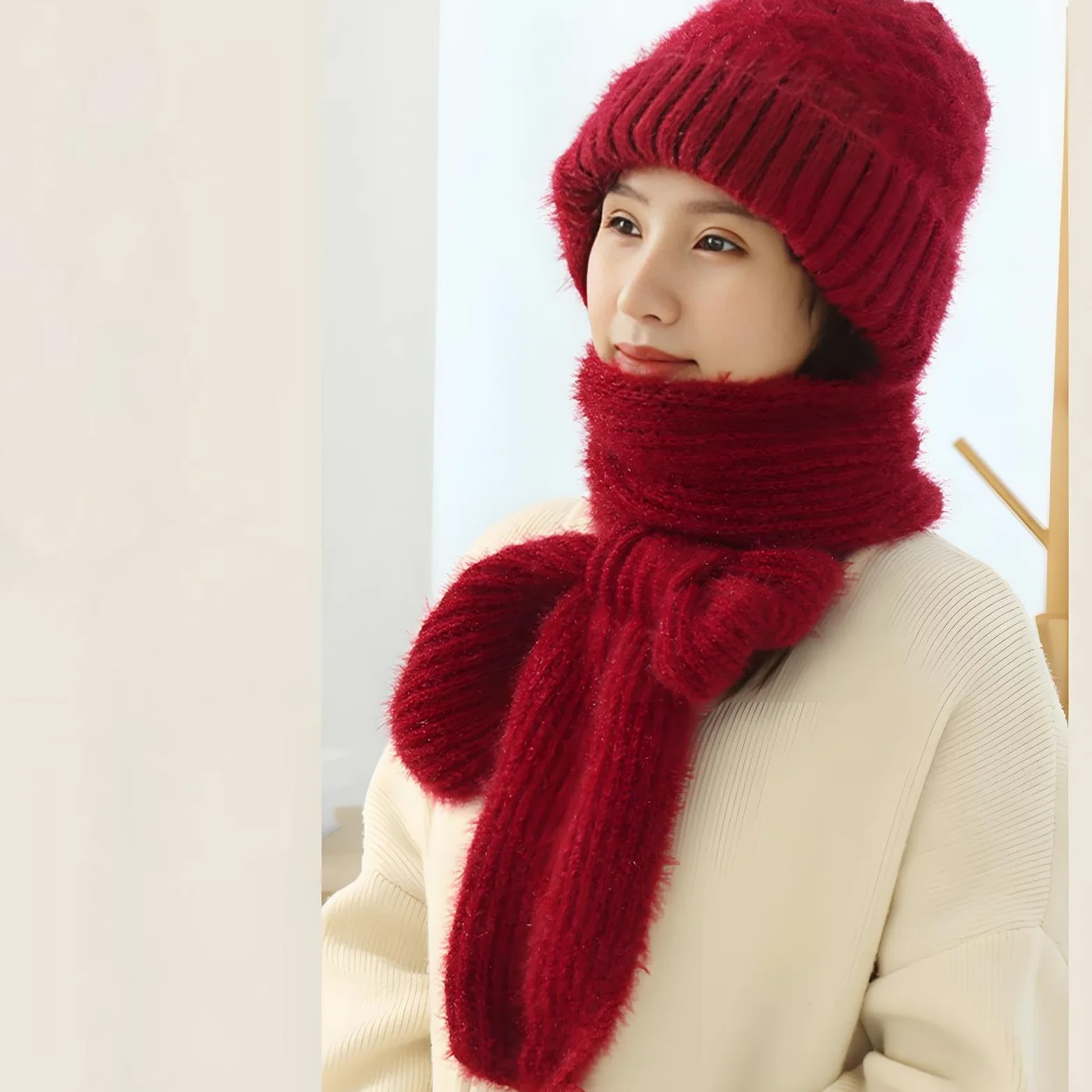 Bufanda de punto con protección integrada para los oídos, resistente al viento, para invierno