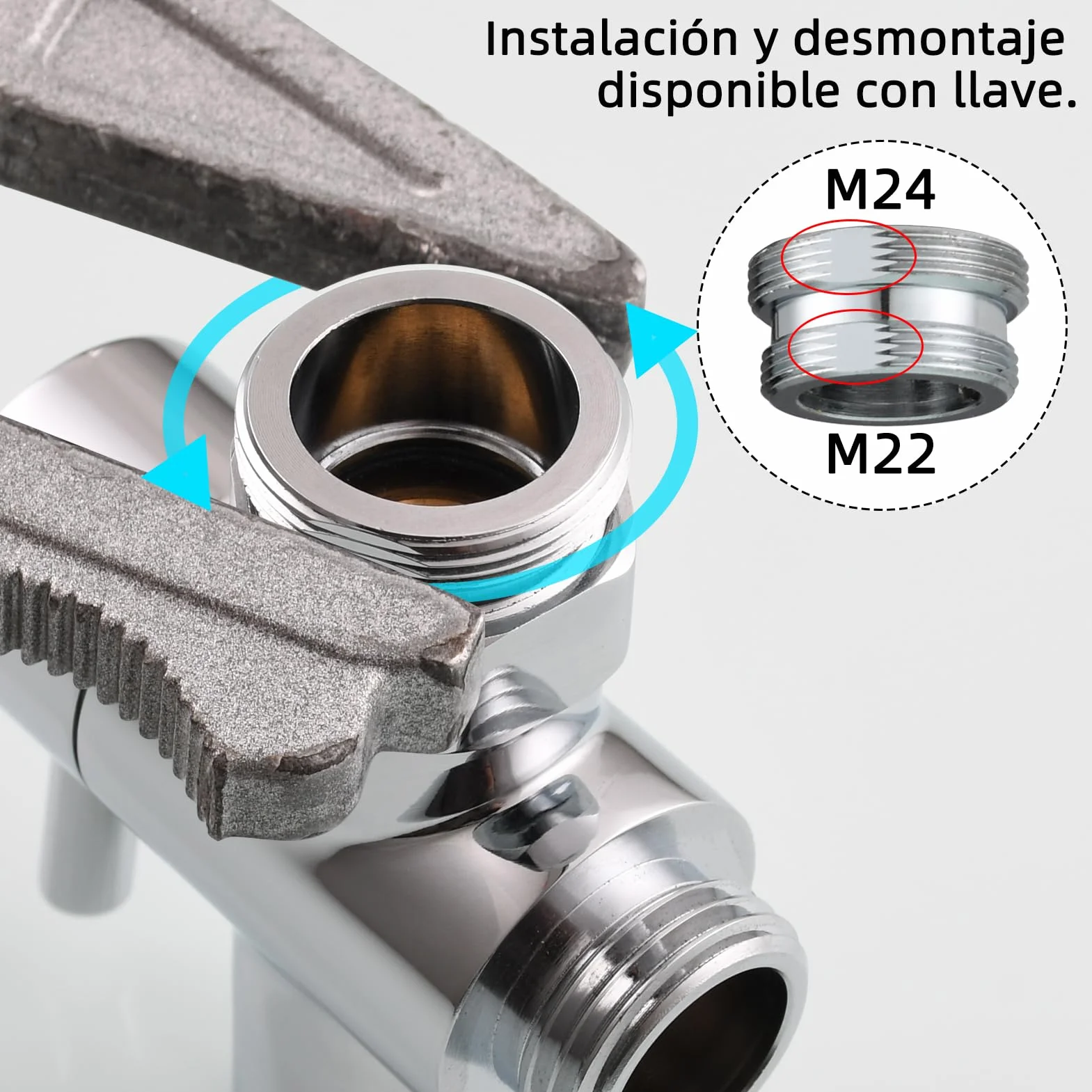 Tecmolog Desviador de Grifos Lavabos 22mm Adaptador Manguera Grifo Cocina Cromo SBA021C