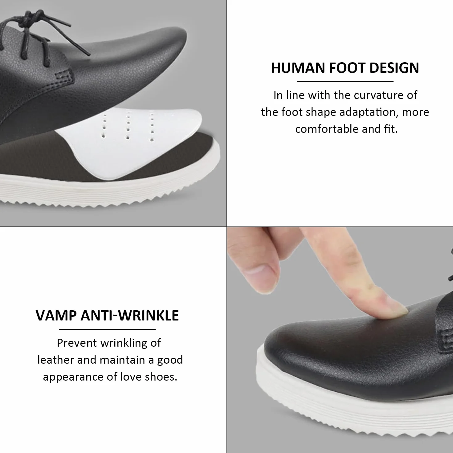6 pares de protector de zapato y antiarruga, accesorios suaves para botas y zapatos, protección antiarrugas, negro