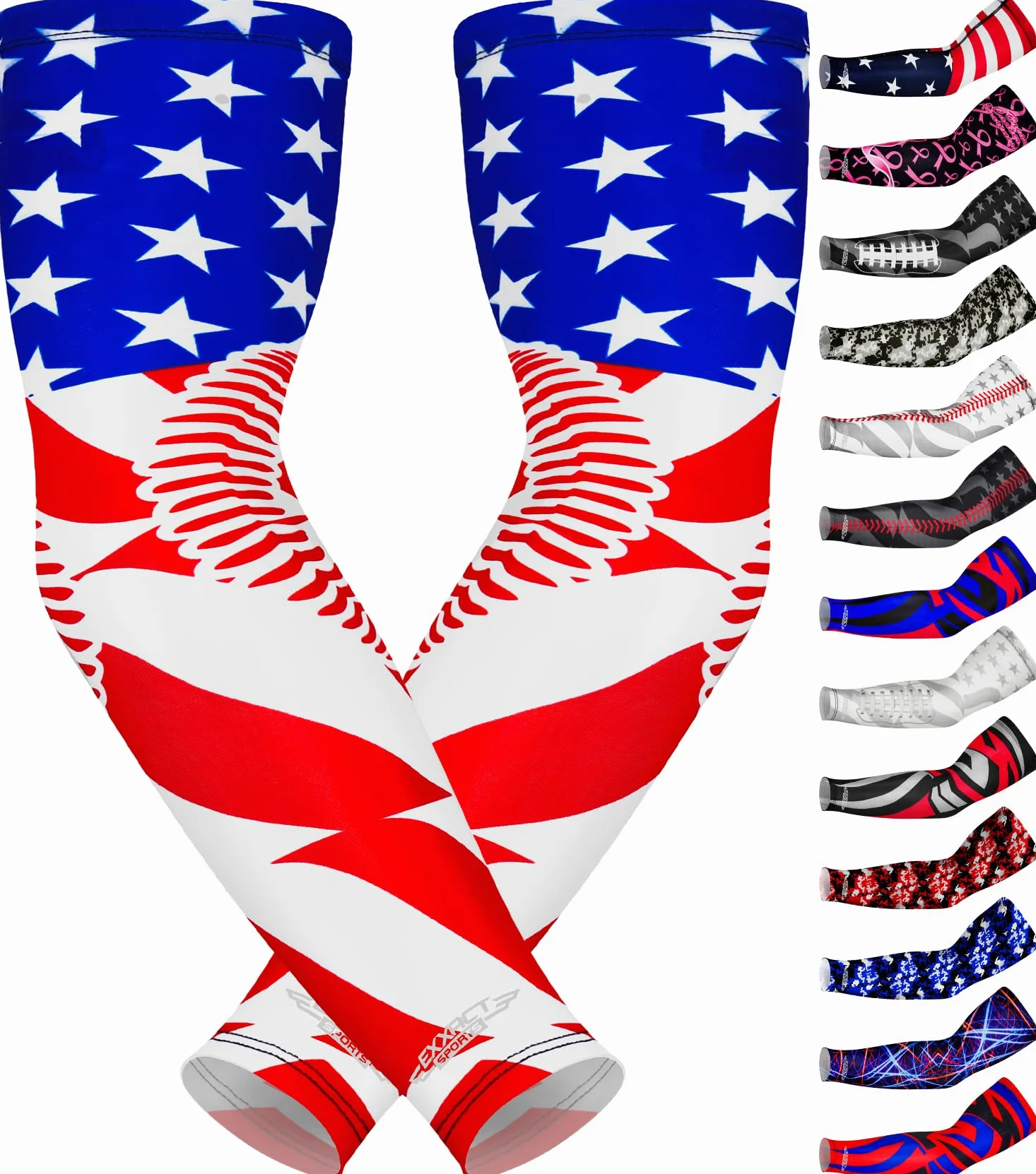 Exxact Sports Mangas de compresión para hombres, manga de brazo de béisbol para jóvenes y adultos, fútbol, baloncesto y deportes (1 par)