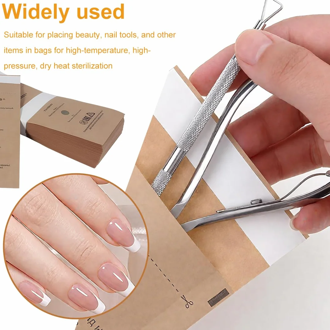 Bolsas esterilizacion manicura autosellables 75 x 150 mm para esteticistas