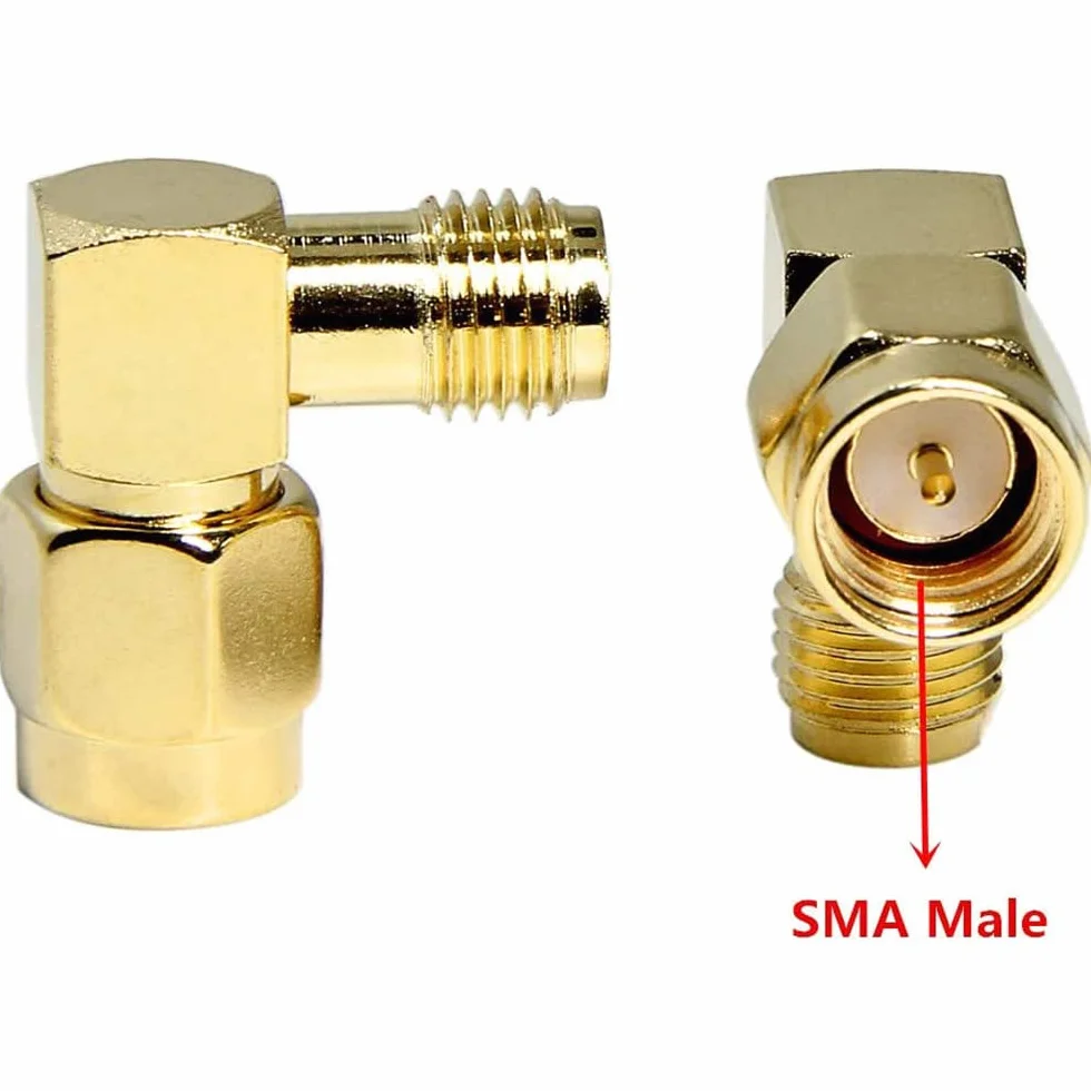 Adaptador SMA de 90 Grados, Conector Macho a Hembra de Ángulo Recto para Antena WiFi FPV Drone Router