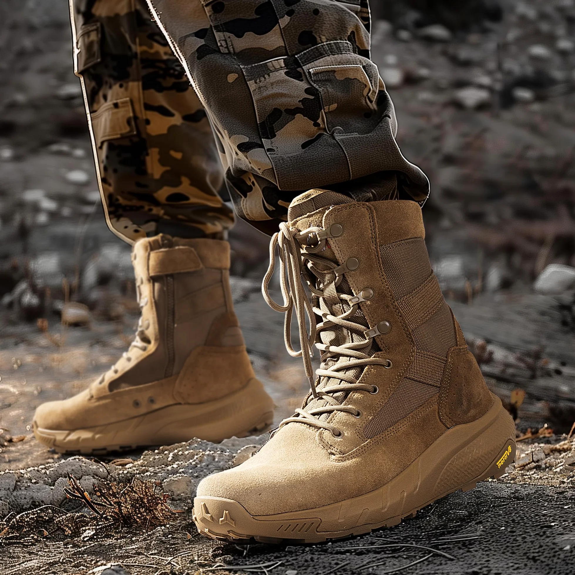 NORTIV 8 Botas de Tácticas Militares para Hombre con Cremallera Lateral Botas Policiales de Combate de Motocicleta