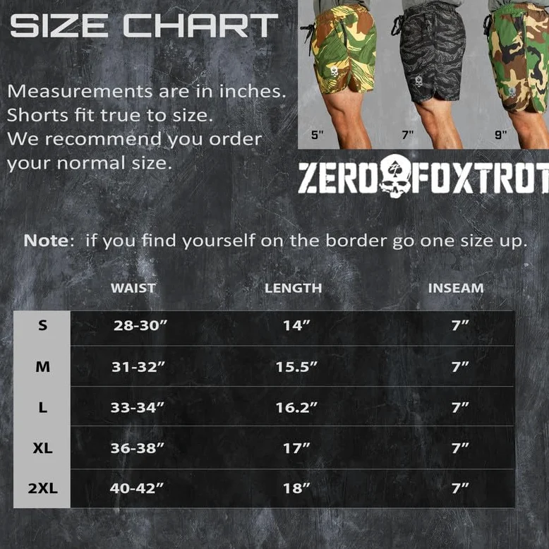 Zero Foxtrot Pantalones cortos deportivos Zero para hombre, gimnasio, entrenamiento, correr o casual, entrepierna de 7 pulgadas