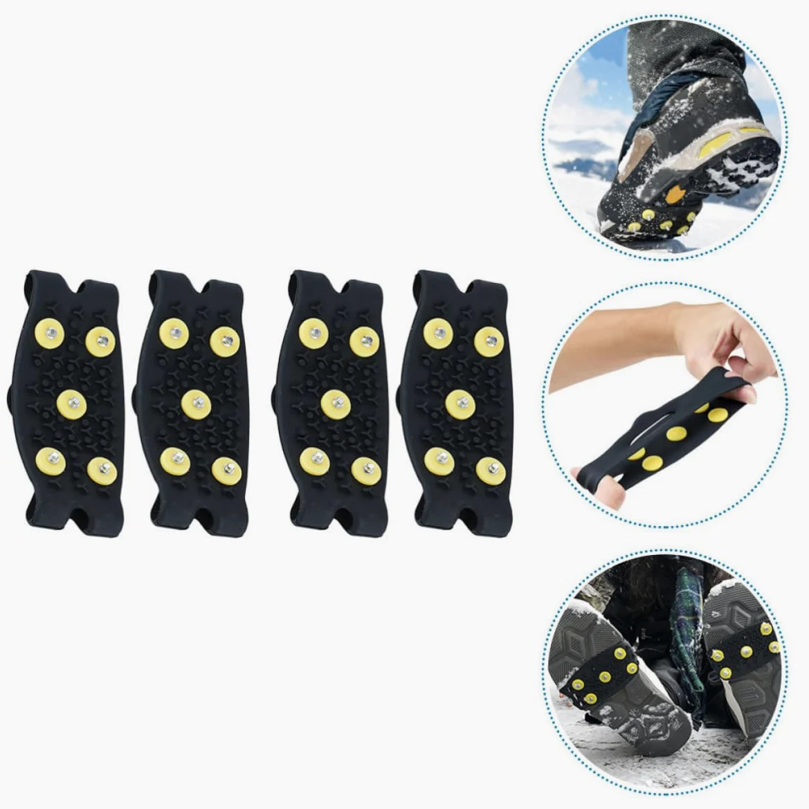 VILLCASE Pinzas de Hielo para Zapatos de Senderismo y Running, Cubiertas Antideslizantes de TPE Excelente Agarre para Hombres y Mujeres, 2 Pares