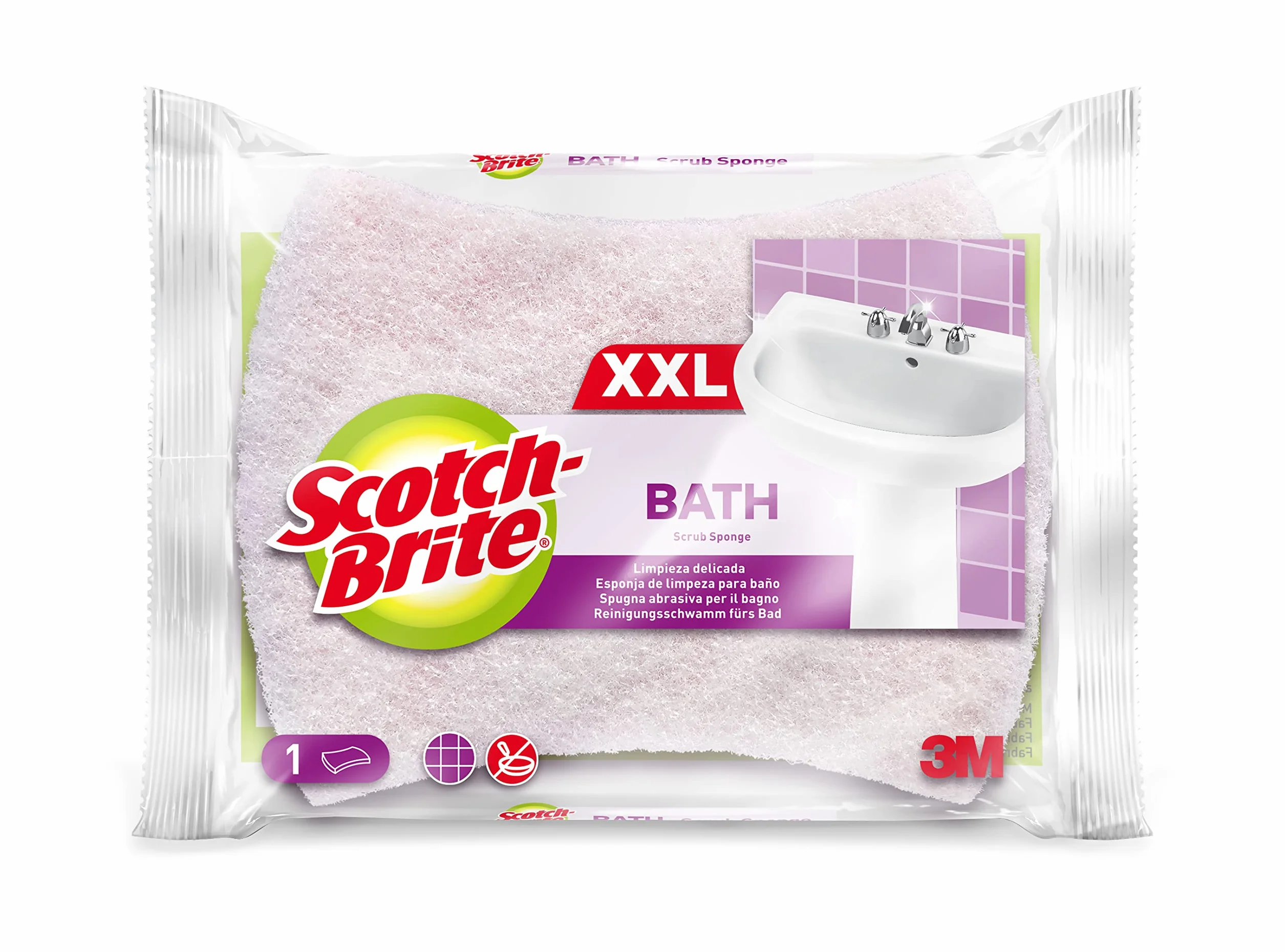 Scotch-Brite Esponja XXL para Fregar el Baño, Suave y Duradera, para Superficies Delicadas