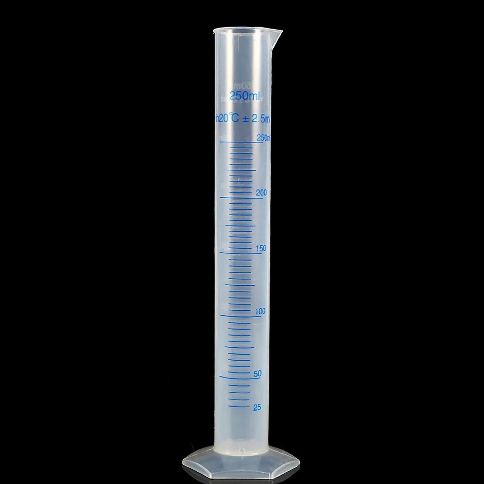 Probeta medidora de plástico transparente 250 ml