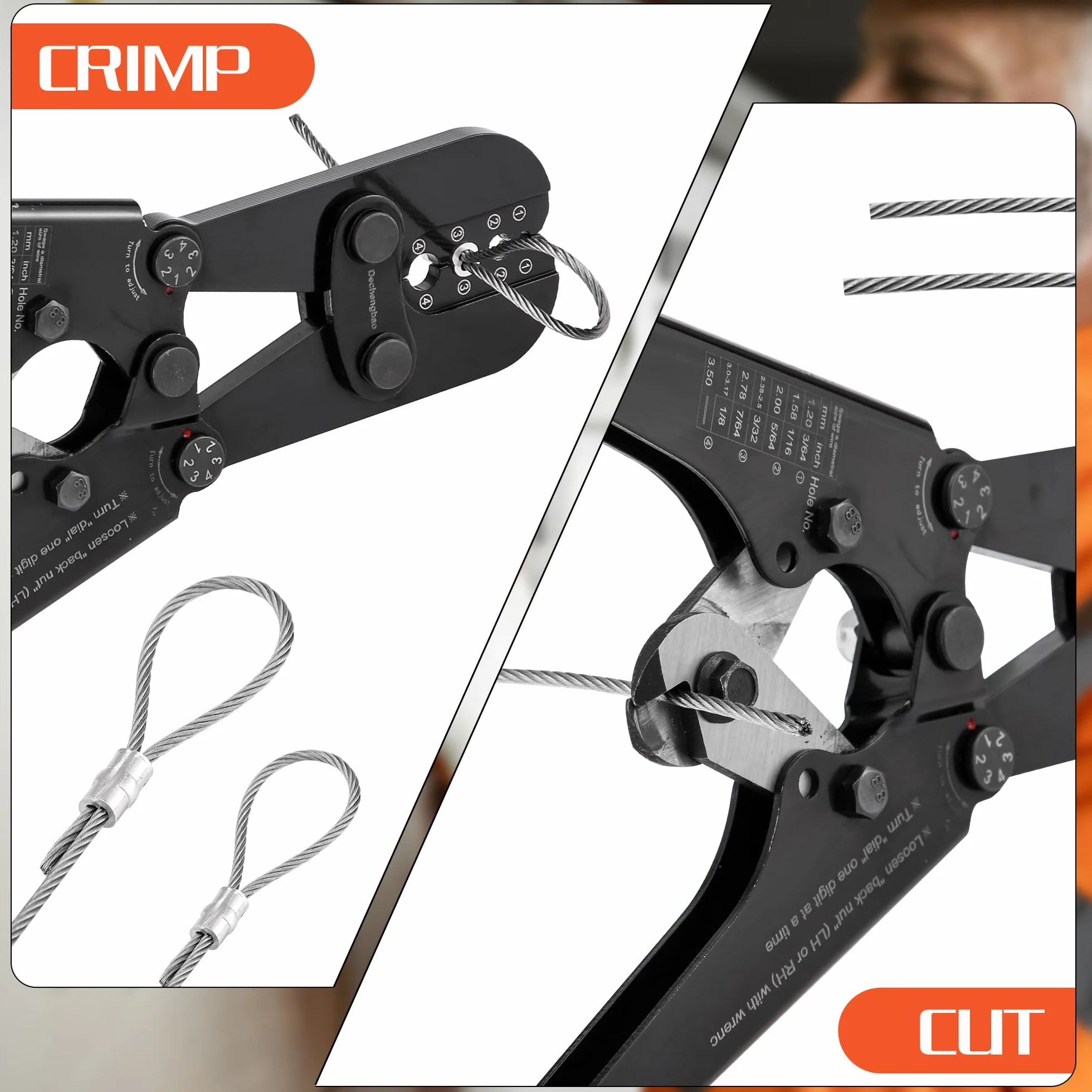 Herramienta de estampación prensado cable acero manguitos dúplex cobre aluminio férulas cortador incorporado
