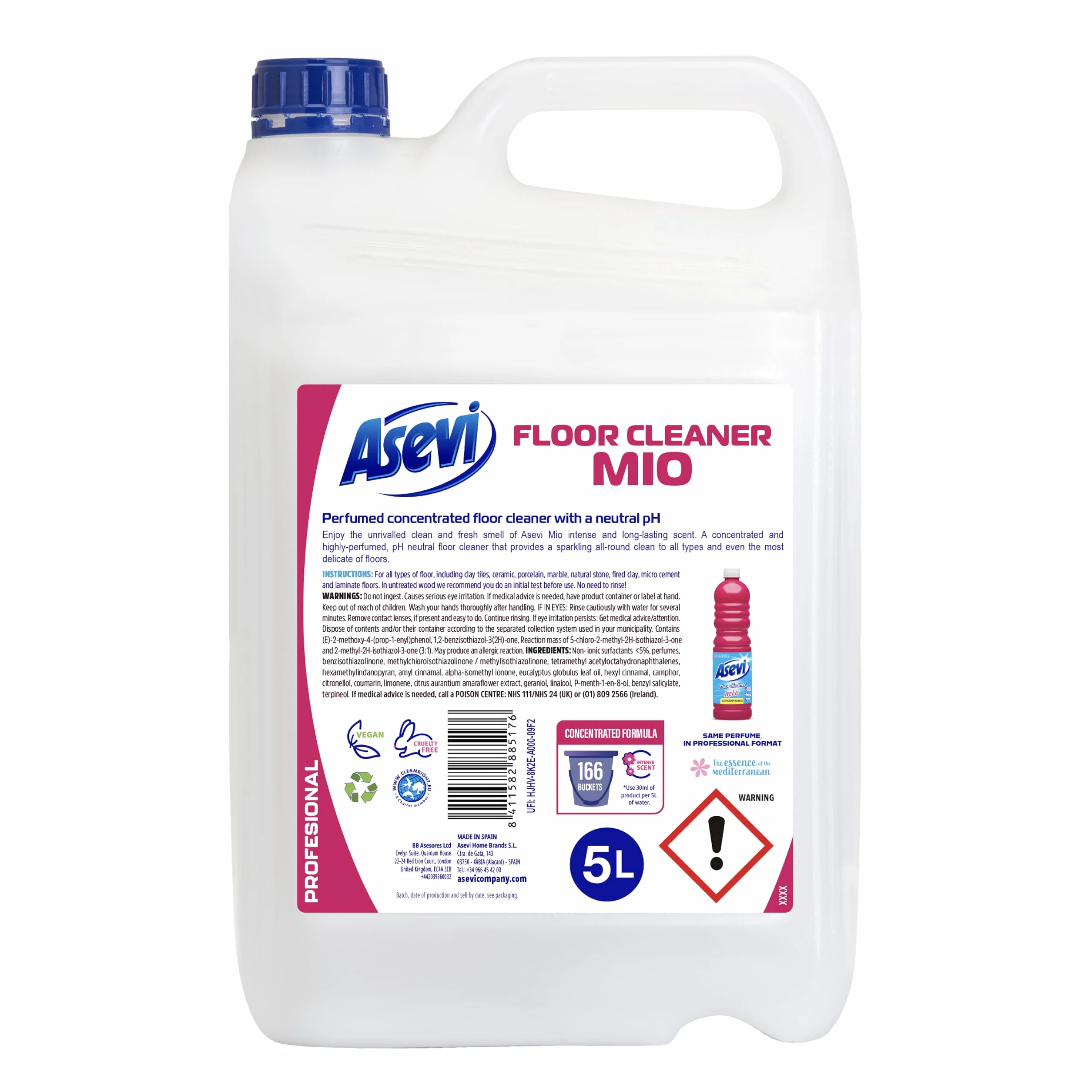 Asevi Fregasuelos Perfumado Concentrado 5L pH Neutro para Todo Tipo de Suelos