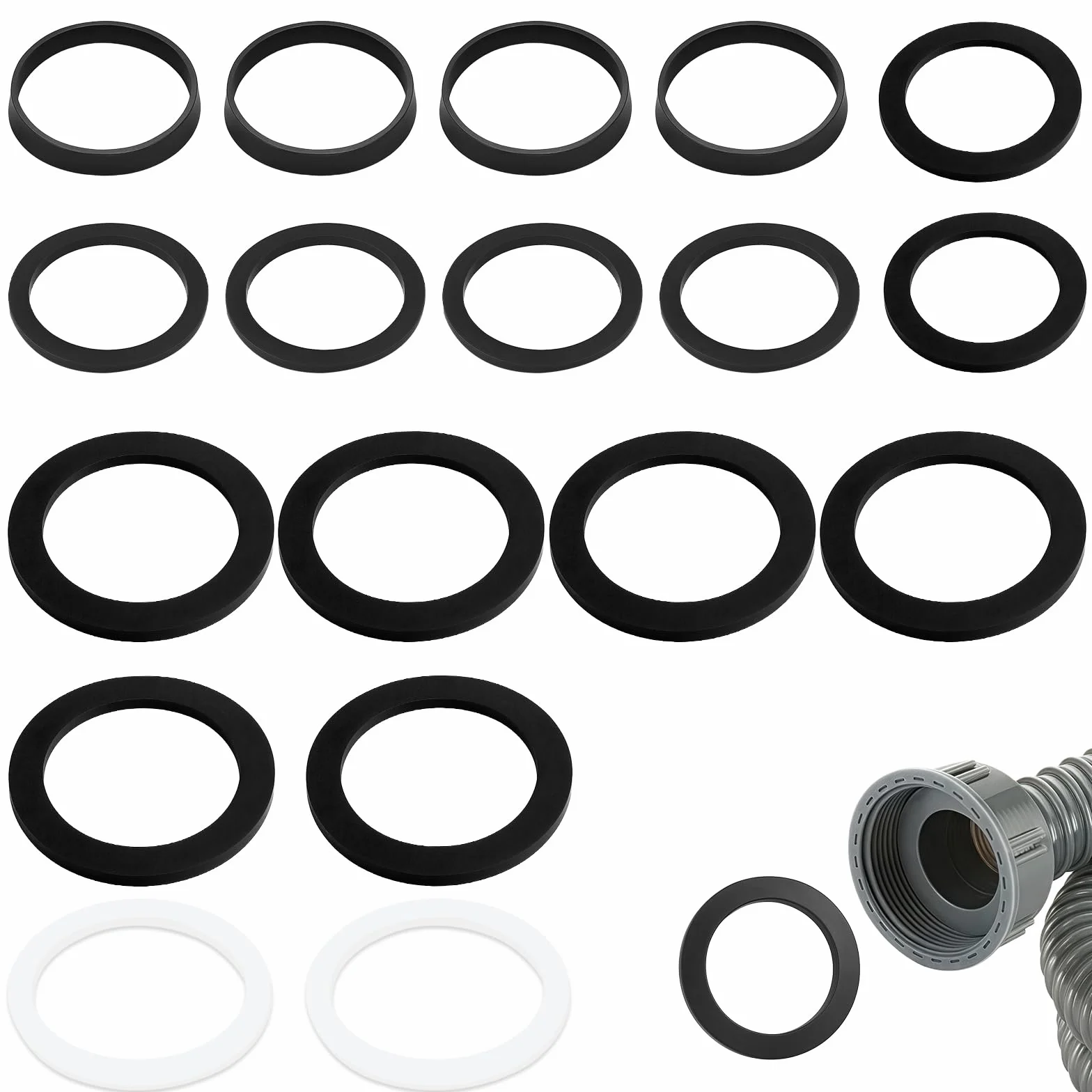 Junta Desague Fregadero 40mm 45mm 56mm 18 Piezas Juntas Planas y Cuñadas