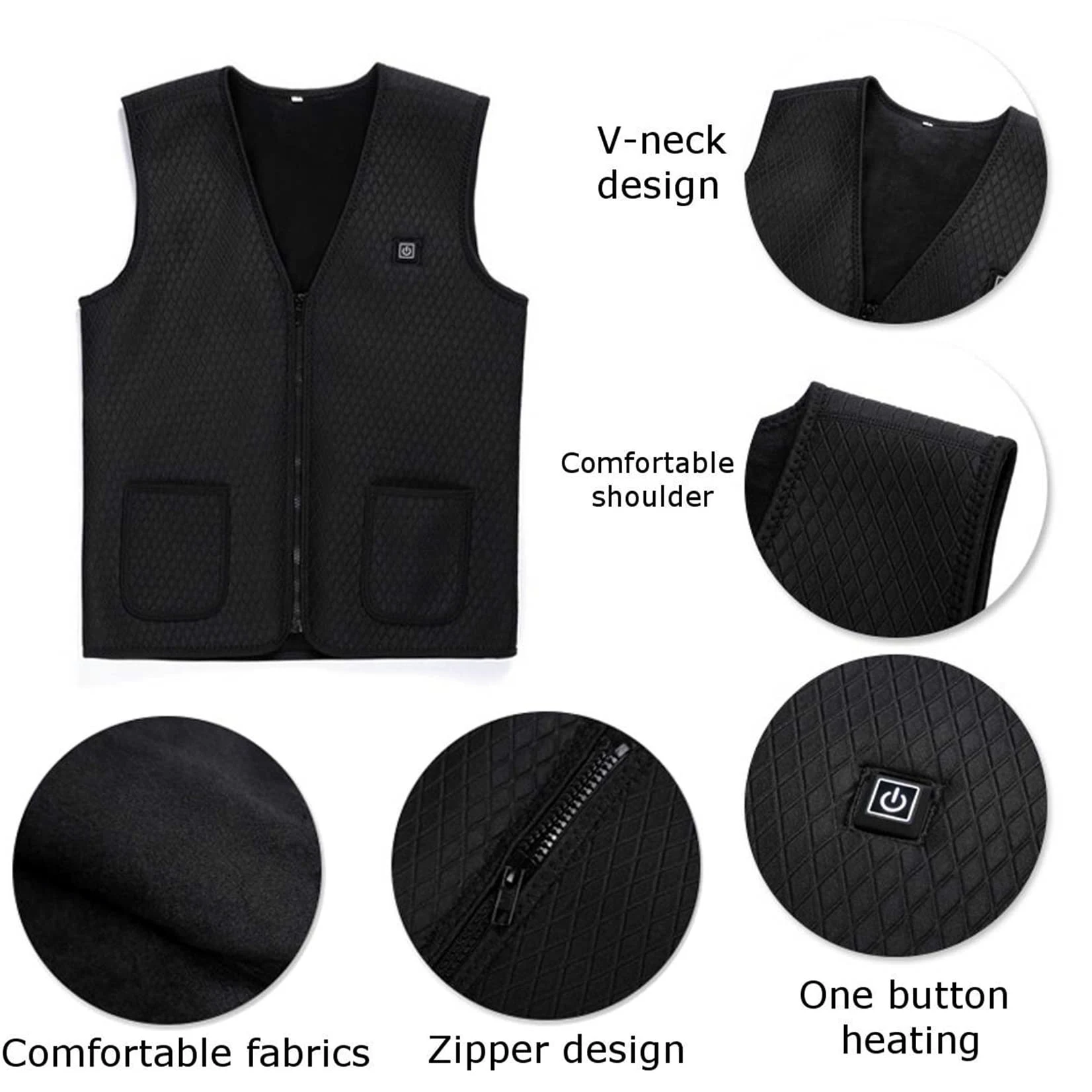Chaqueta calefactable, Chaqueta calefactora for Exteriores, Chaleco Calefactor, Ropa de Senderismo, Carga USB, eléctrica Inteligente