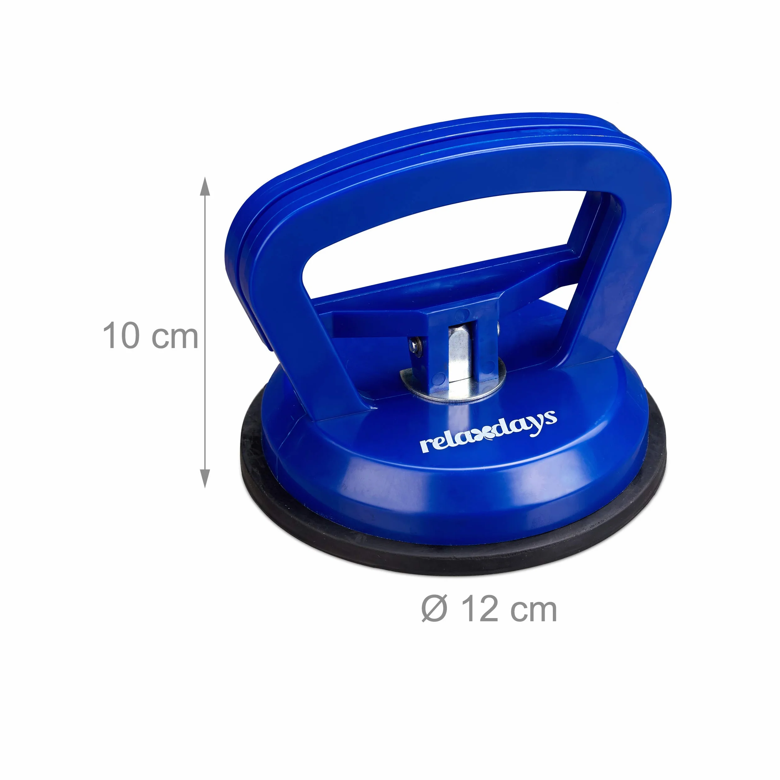 Relaxdays Ventosas para cristal, Portadores de paneles, Hasta 45 kg, Ø 12 cm, 2 Uds., Azul