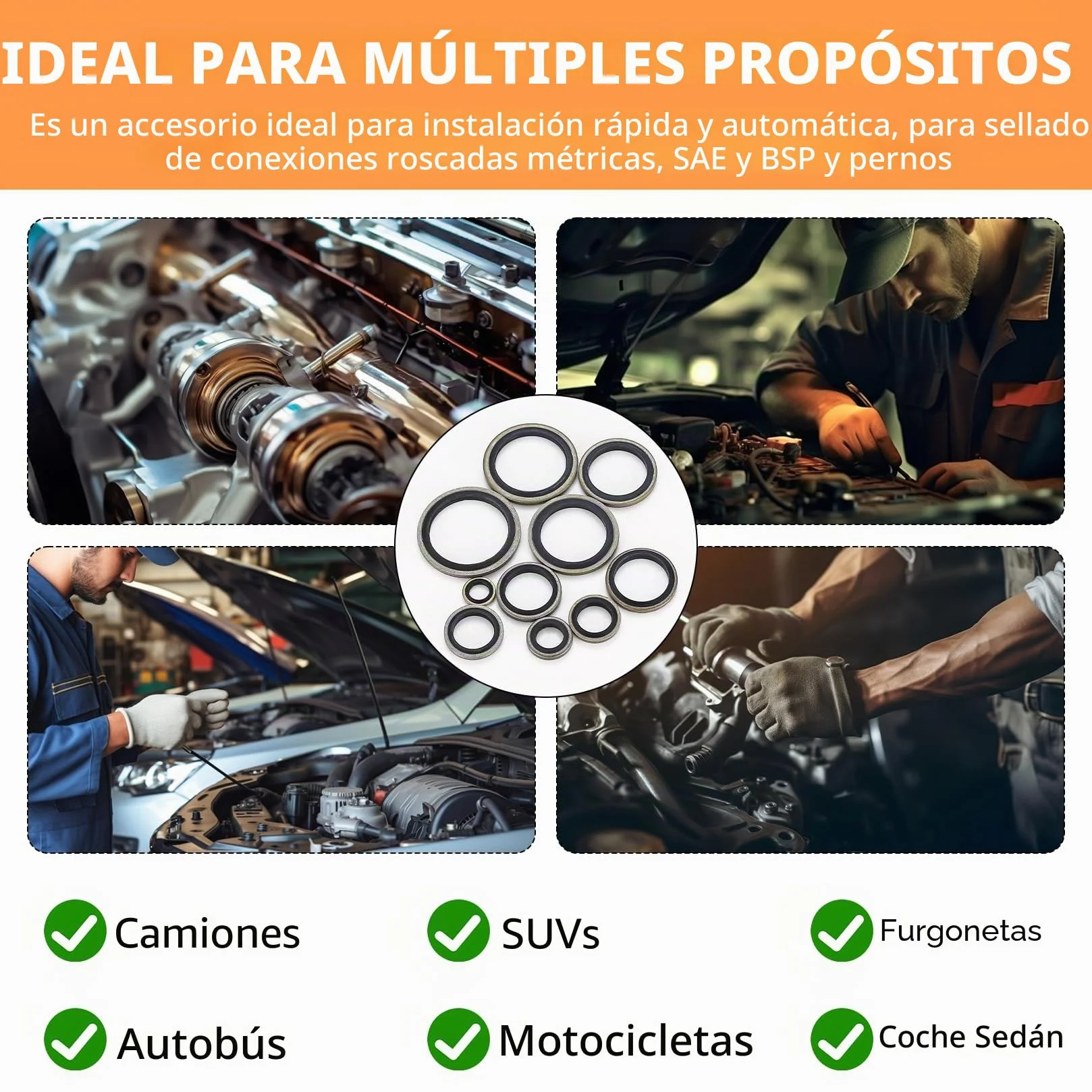 Junta de Tapón de Drenaje 160 Piezas Arandela de Presión de Goma Metal M6-M24 Arandelas de Aceite de Motor Hidráulica