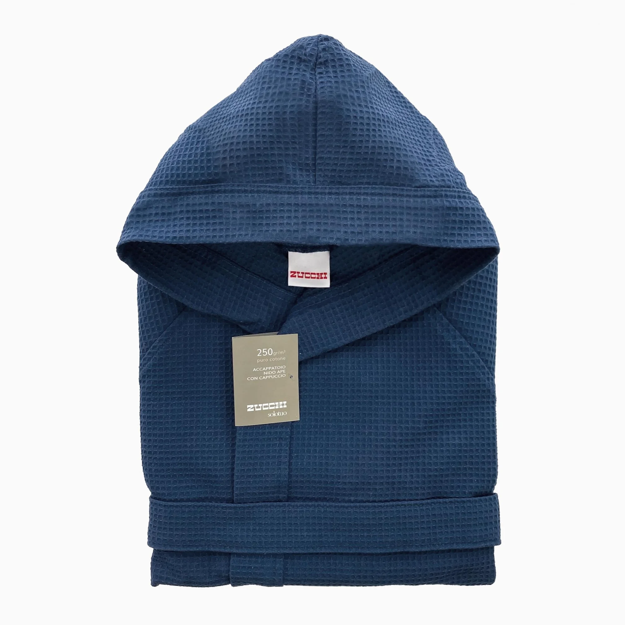Albornoz Nido de abeja Hombre Mujer Zucchi solotuo con capucha talla XL 54/56 azul puro algodón Piquet