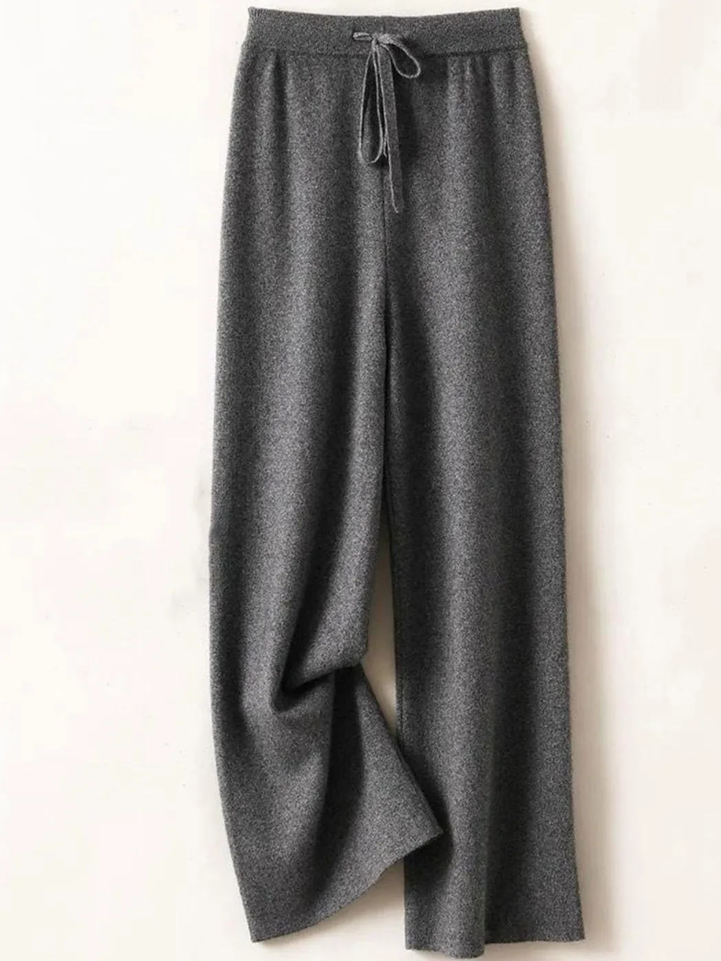 Pantalones Anchos de Lana 100% for Mujer, de Punto Suave for Invierno, con Cintura Elástica y Cordón Ajustable
