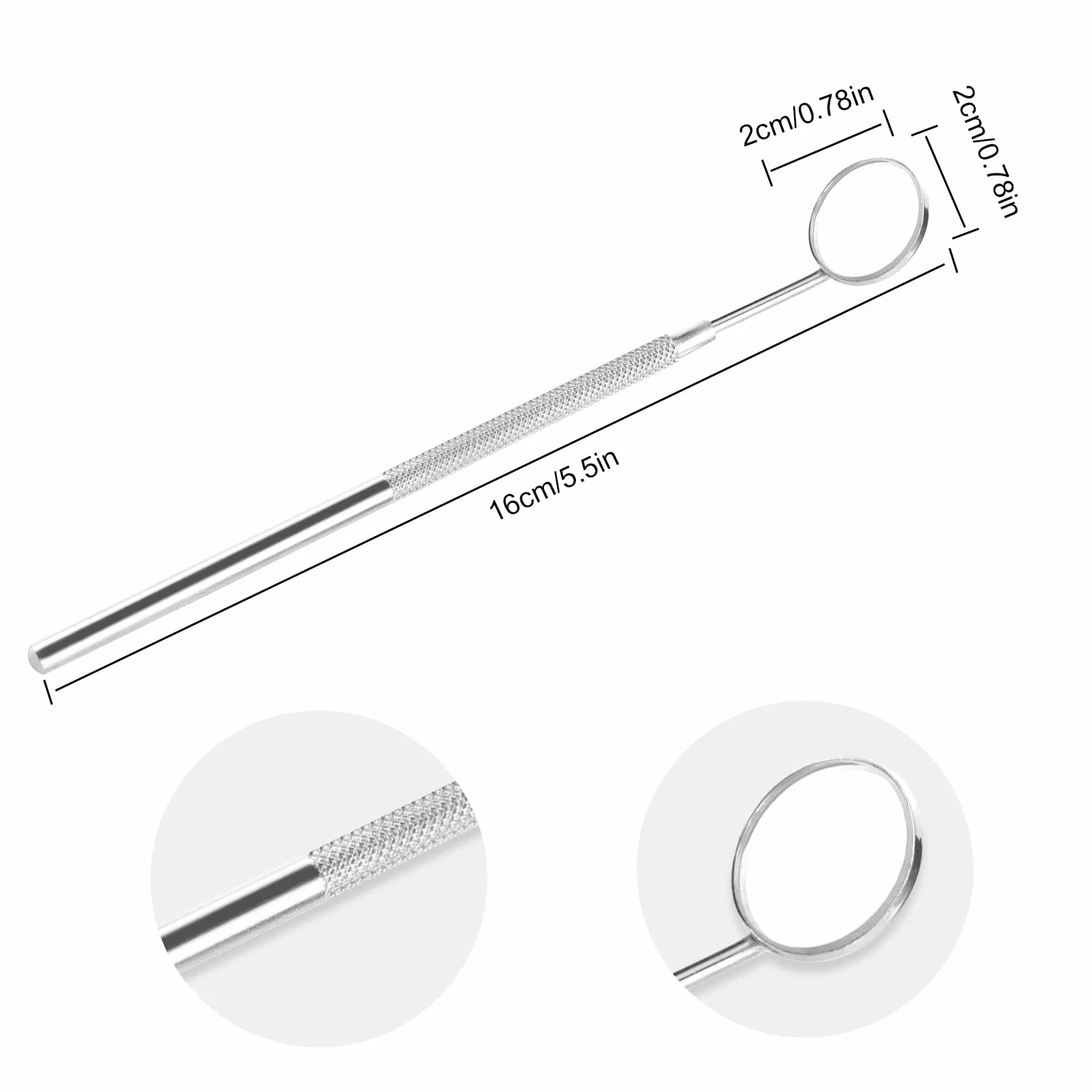 Espejo Dental de Acero Inoxidable, Espejo de Inspección para Extensiones de Pestañas, Herramientas de Dentista (2PCS)
