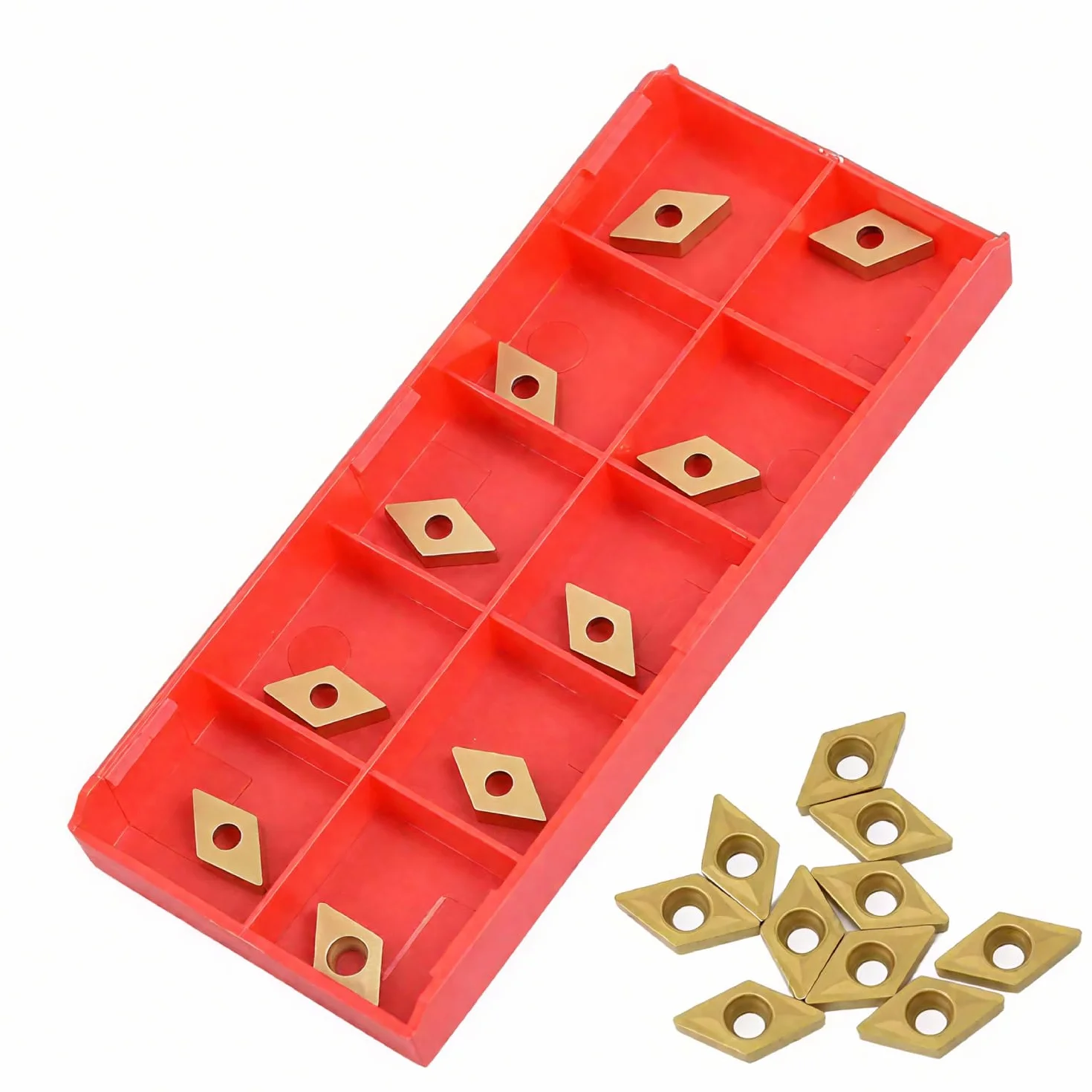 VOBOR DCMT070204 US735 DCMT51.51 Insertos de Puntas de Torno de Carburo CNC, 10 Piezas