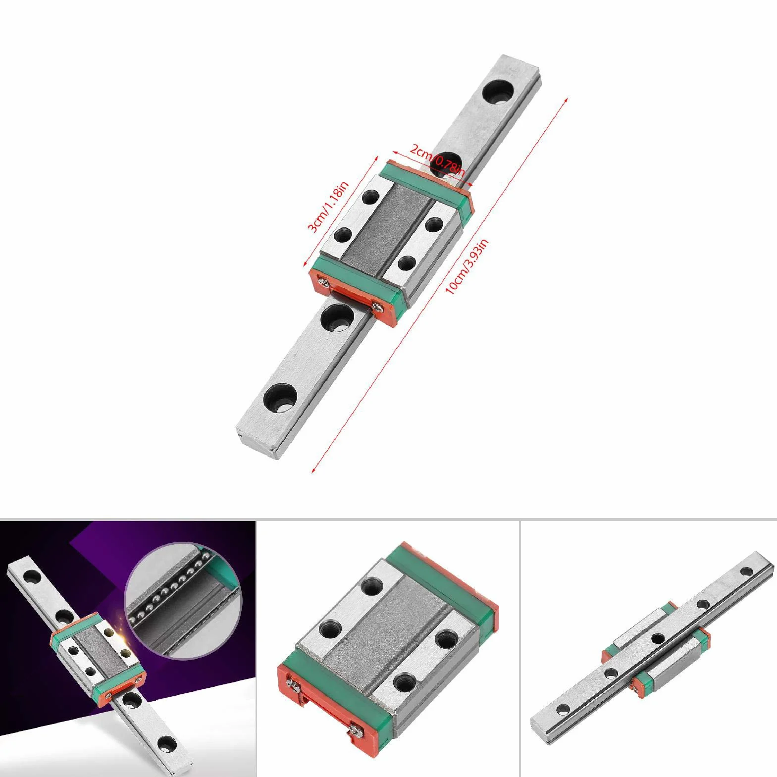 Guía de Carril Lineal 100mm LML9B Mini para Impresora 3D y Máquina CNC