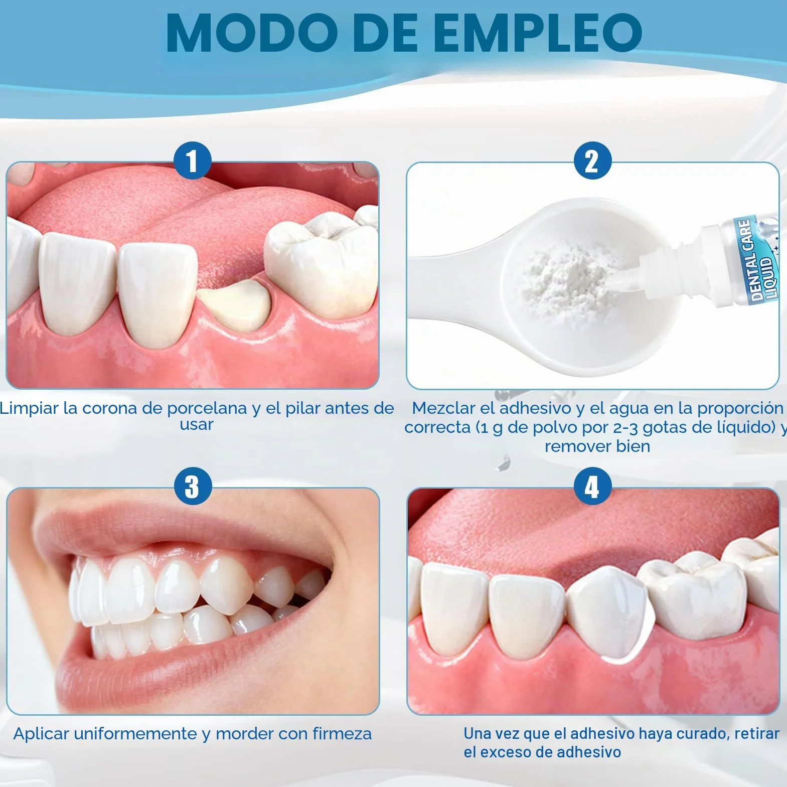 Cemento Dental Permanente para Coronas, Puentes y Caries