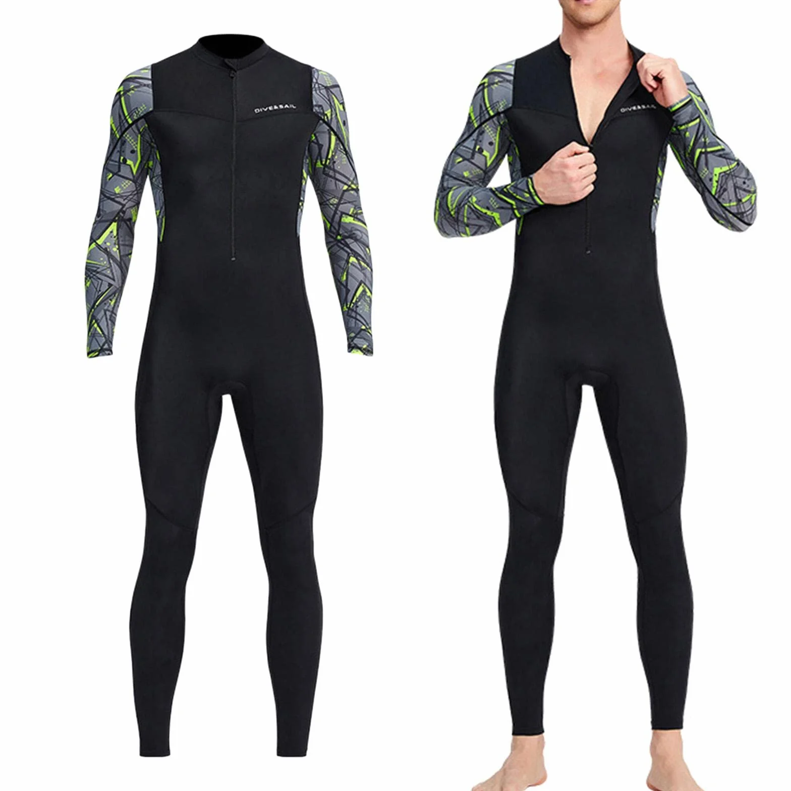 Traje de neopreno para hombre, con cremallera frontal, protección contra erupciones, surf, natación, buceo, negro, XL