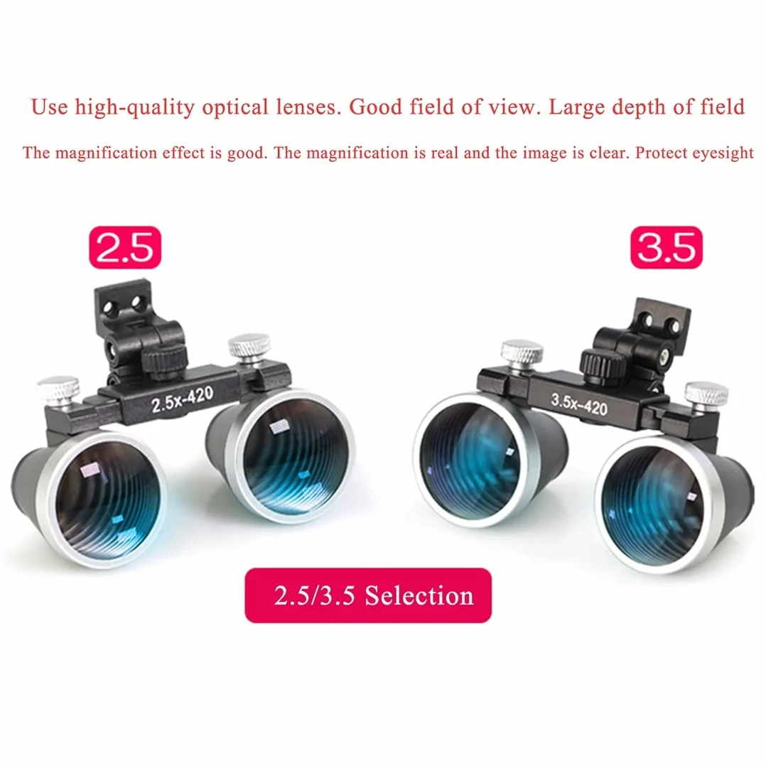 Lupa Quirúrgica Dental 2.5X 3.5X con Luz LED Gafas Binoculares Ajuste Bidireccional
