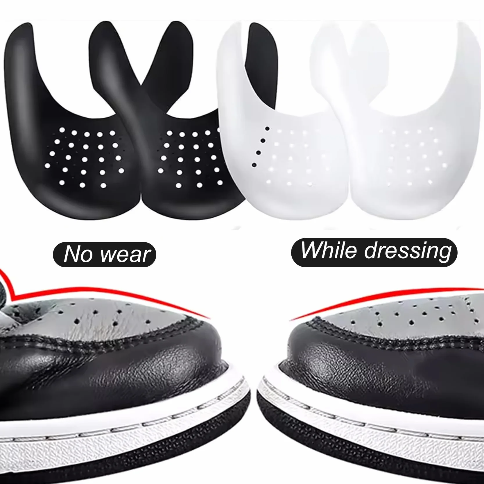 2 Pares Escudo de Zapatos, Protectores para Zapatillas de Deporte, Protector de Arrugas de Zapatos, Prevenga Hendidura del Pliegue del Calzado Deportivo (S: Talla 35-39)