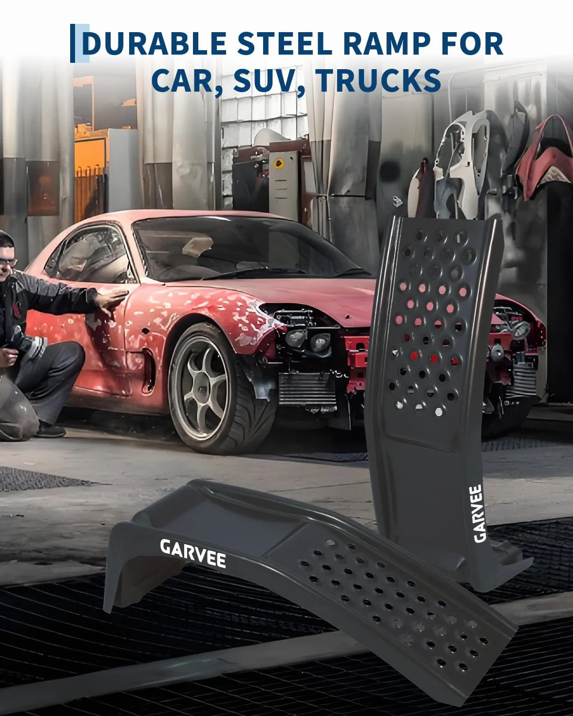 Rampas de Acero para Coches 8000 Libras 907 kg Camiones Alta Resistencia Negro 88x33x22cm