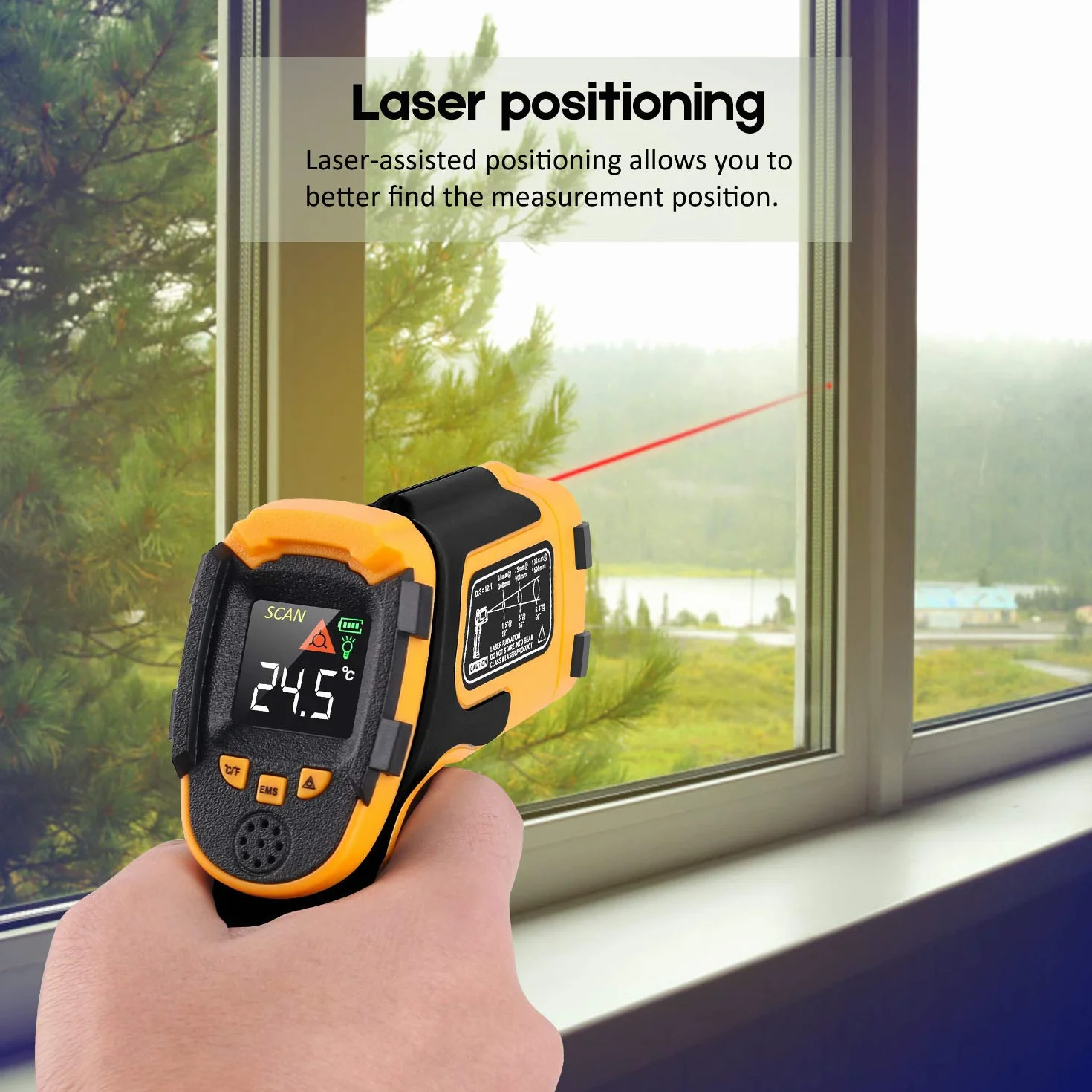 SOVARCATE Termómetro Infrarrojo Pistola Temperatura Láser Digital Sin Contacto -58~1112 ℉ -50~600 ℃ Emisividad Ajustable