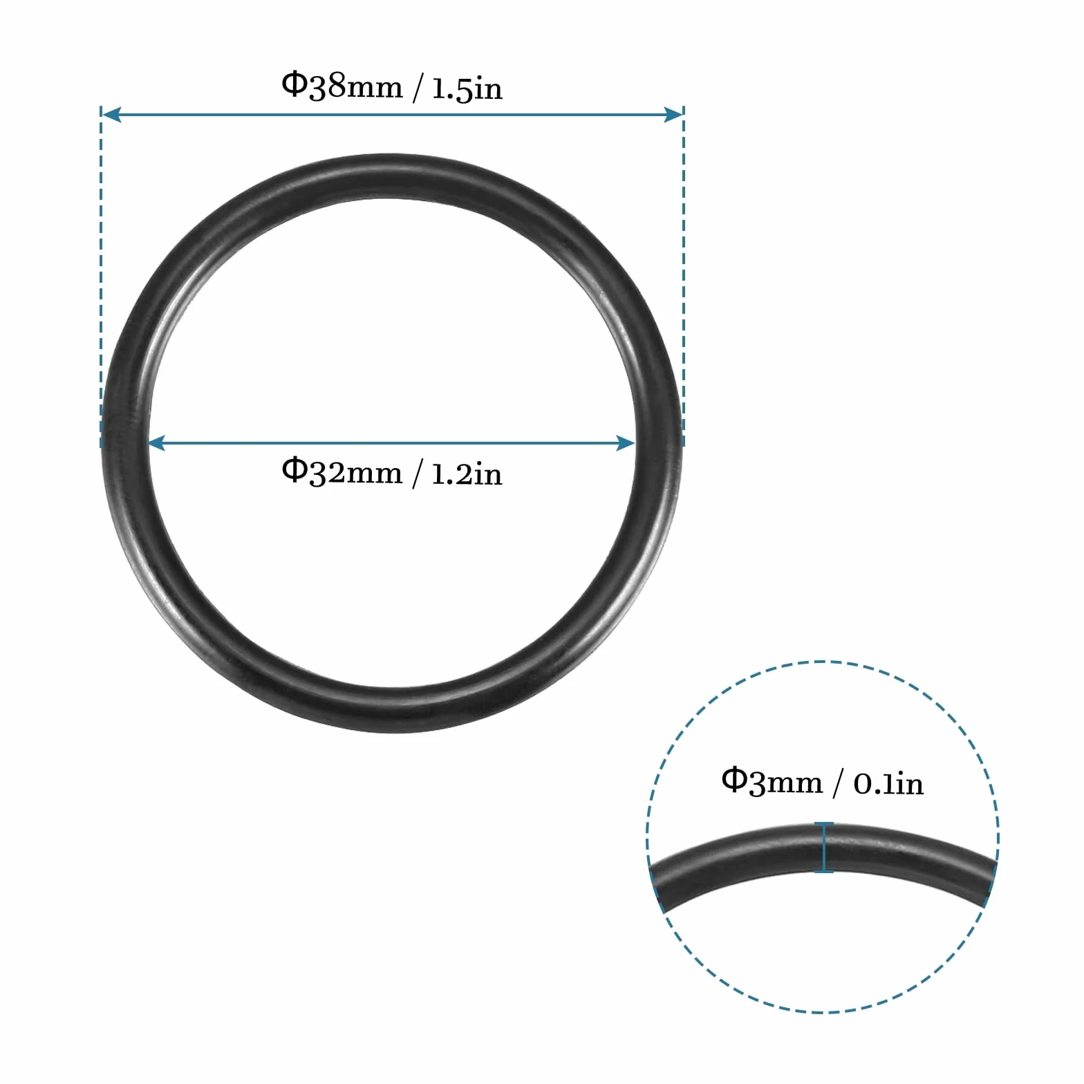 QUARKZMAN 38mm x 32mm x 3mm Juntas Tóricas Nitrilo 10uds Redondo para Grifo Plomería