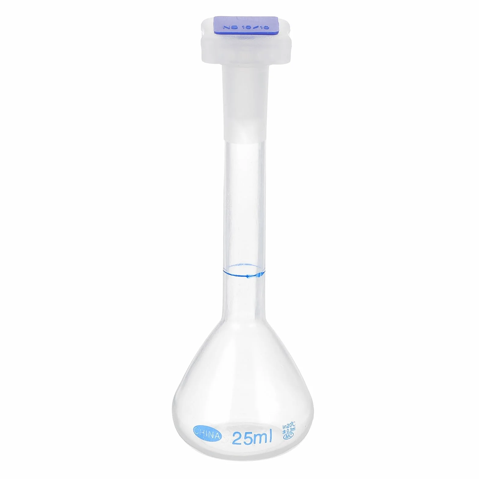 PATIKIL 25ml Aforado Matraz, Polipropileno Graduado Medidor con Tapón Tolerancia 0,3ml para Laboratorio