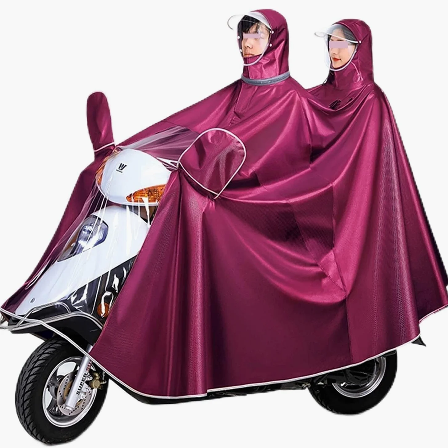 Poncho,Poncho de Lluvia,Cubierta de Lluvia con Capucha para Silla de Ruedas,Poncho de Bicicleta, Chubasquero de Ciclismo de Doble Uso Doble E Individual/Red/L