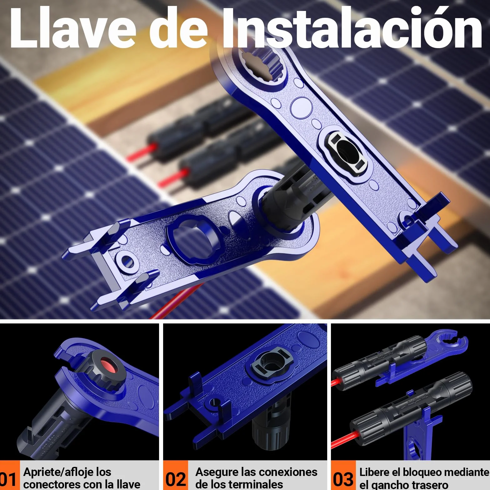 Preciva Kit Crimpadora MC4 2,5-6 mm² AWG16-10 Terminales Solares Conectores Fotovoltaicos Impermeable 2 Llaves Maletín