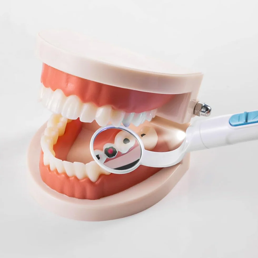 Sarini Paquete de 2 Espejos dentales con luz USB antivaho LED Dual Rosa y Azul