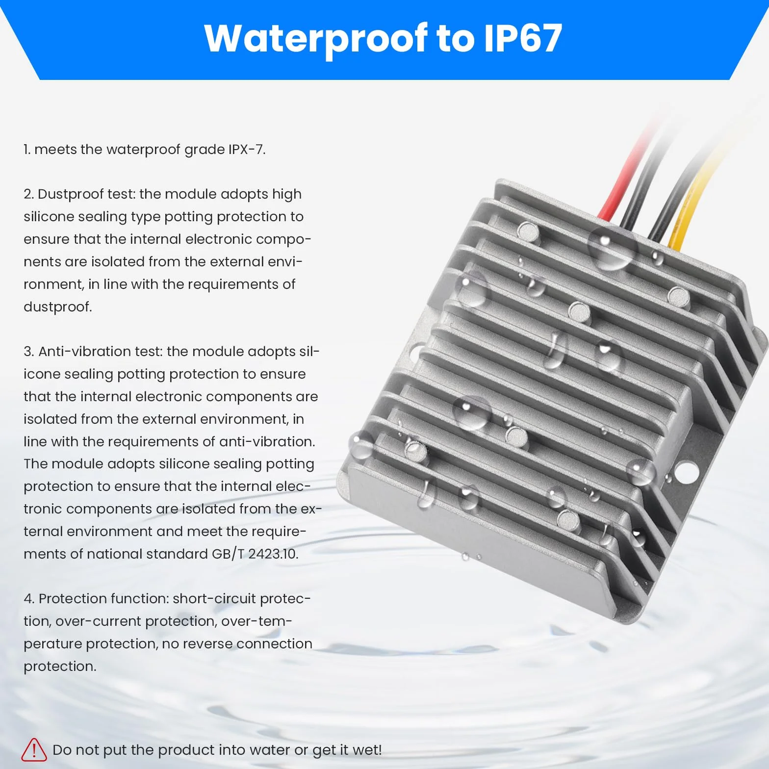 Convertidor de Voltaje DC/DC 12V a 48V 5A 240W Elevador de Tensión Impermeable IP67