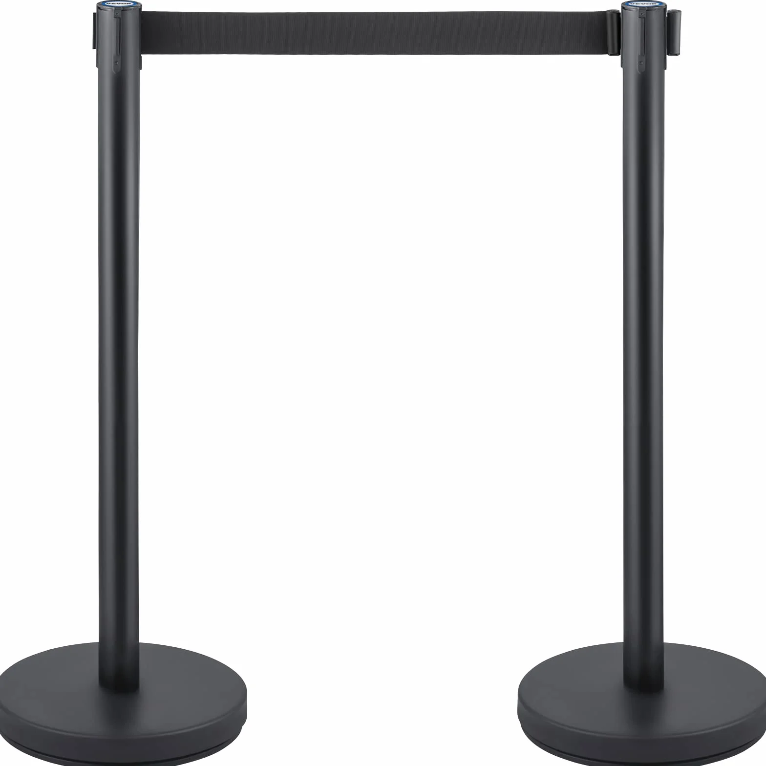 VEVOR Control de Multitudes Stanchion, Juego de 8 Piezas, Barrera con Correa Retráctil Negra de 2 m, Base de Hormigón y Metal