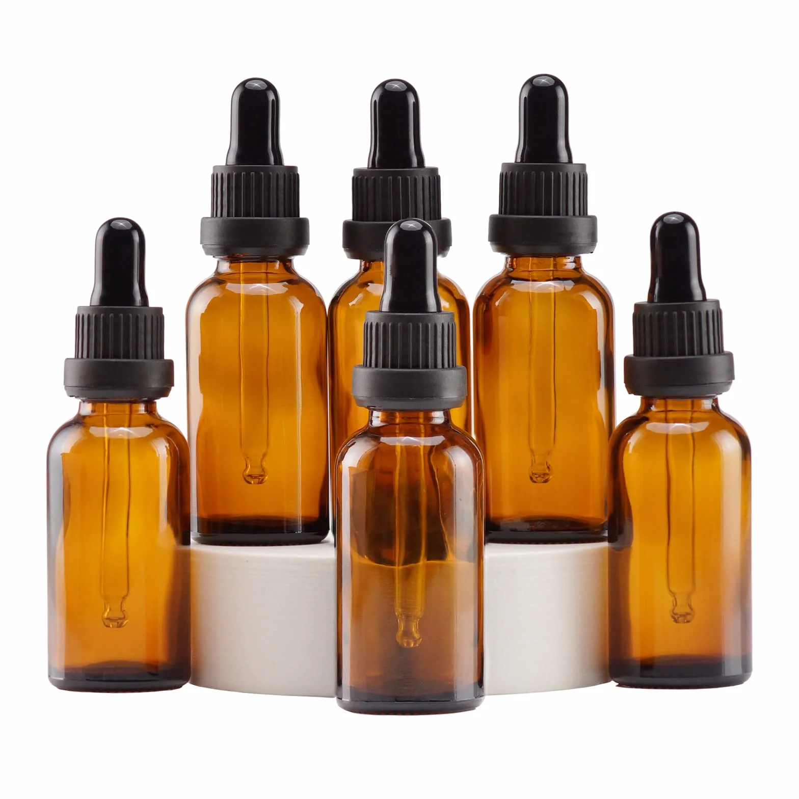 Frasco Cuentagotas Cristal 30ml con Pipeta para Aceite Esencial, Aromaterapia - 6 Piezas