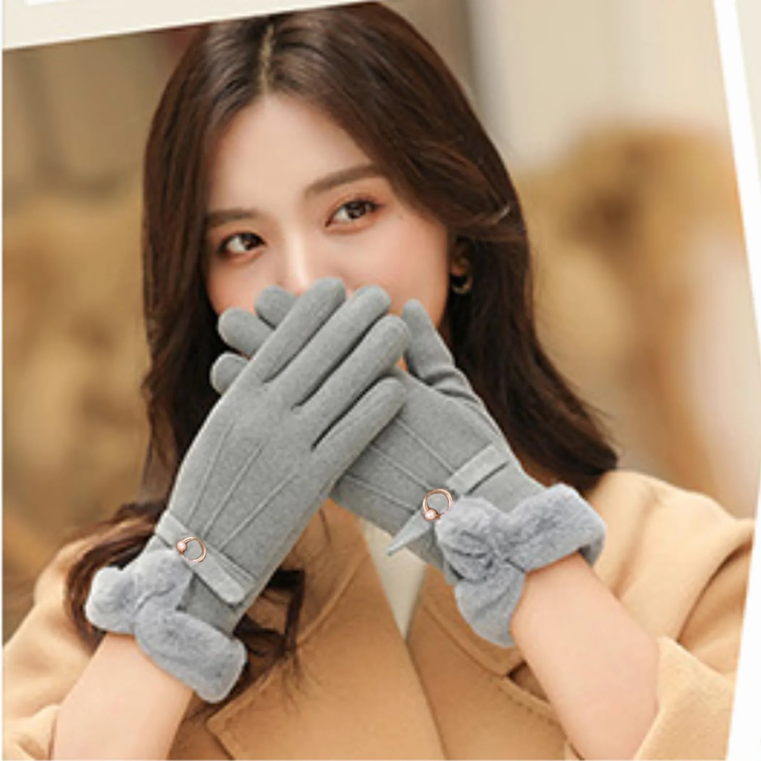 Guantes de invierno para mujer, forro polar grueso, térmicos, resistentes al viento para esquí, correr, ciclismo