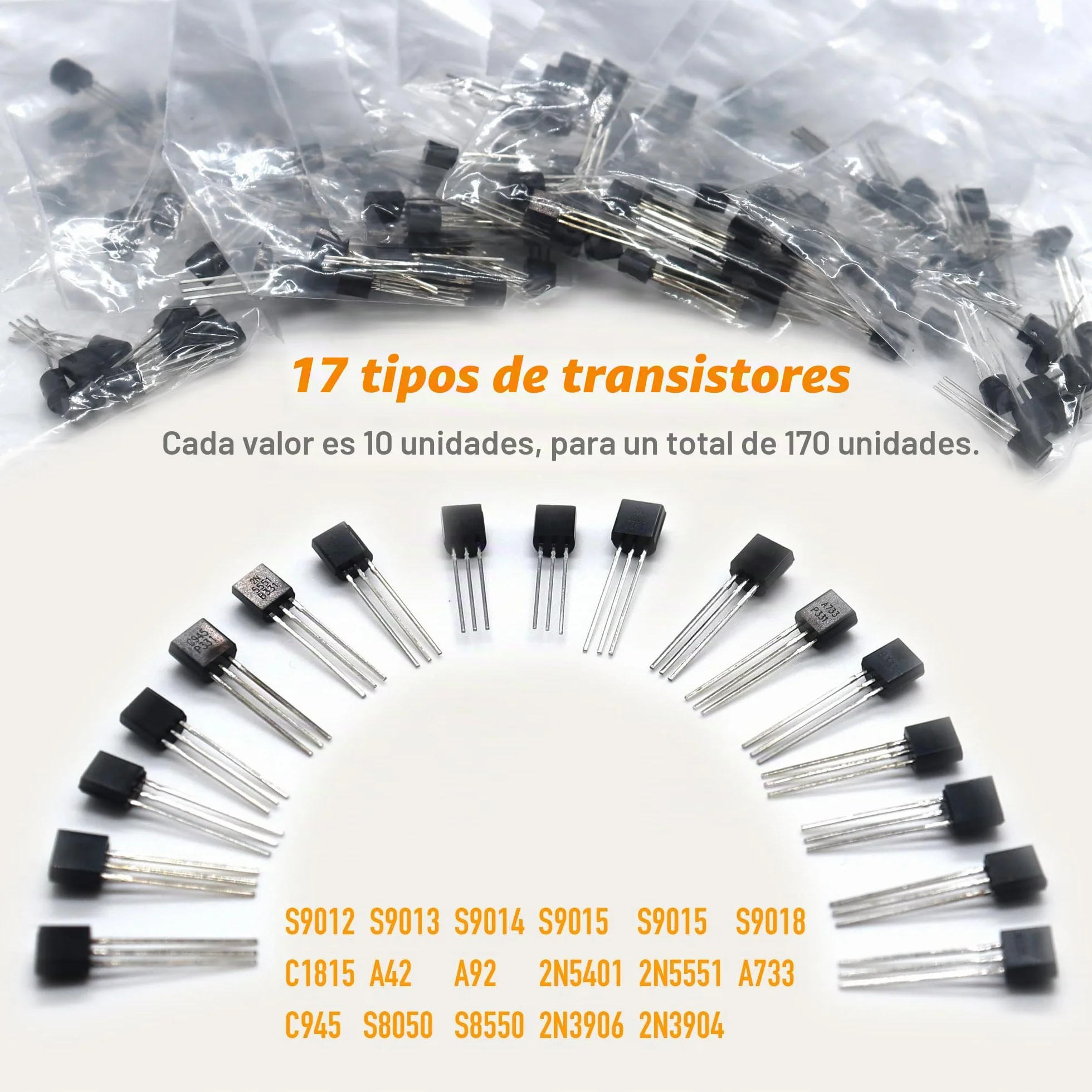 DIYoung Kit de Componentes Electrónicos 1390pcs, Resistencias, Diodos Led, Condensadores, Transistores