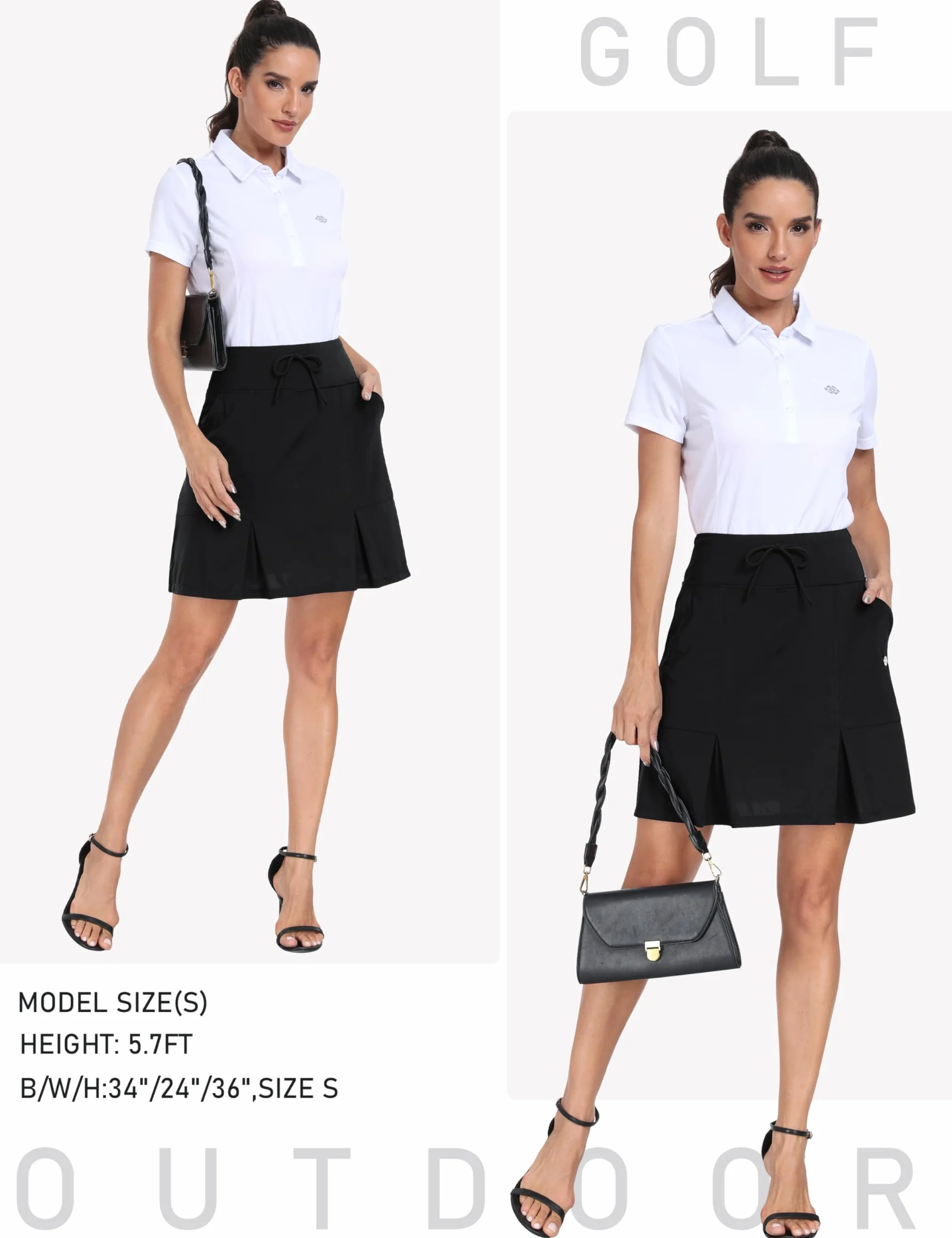 MoFiz Falda de Tenis para Mujer Falda de Golf con pantalón Interiores,hasta la Rodilla,Cintura Alta,para Tenis,Golf Deportes de Verano