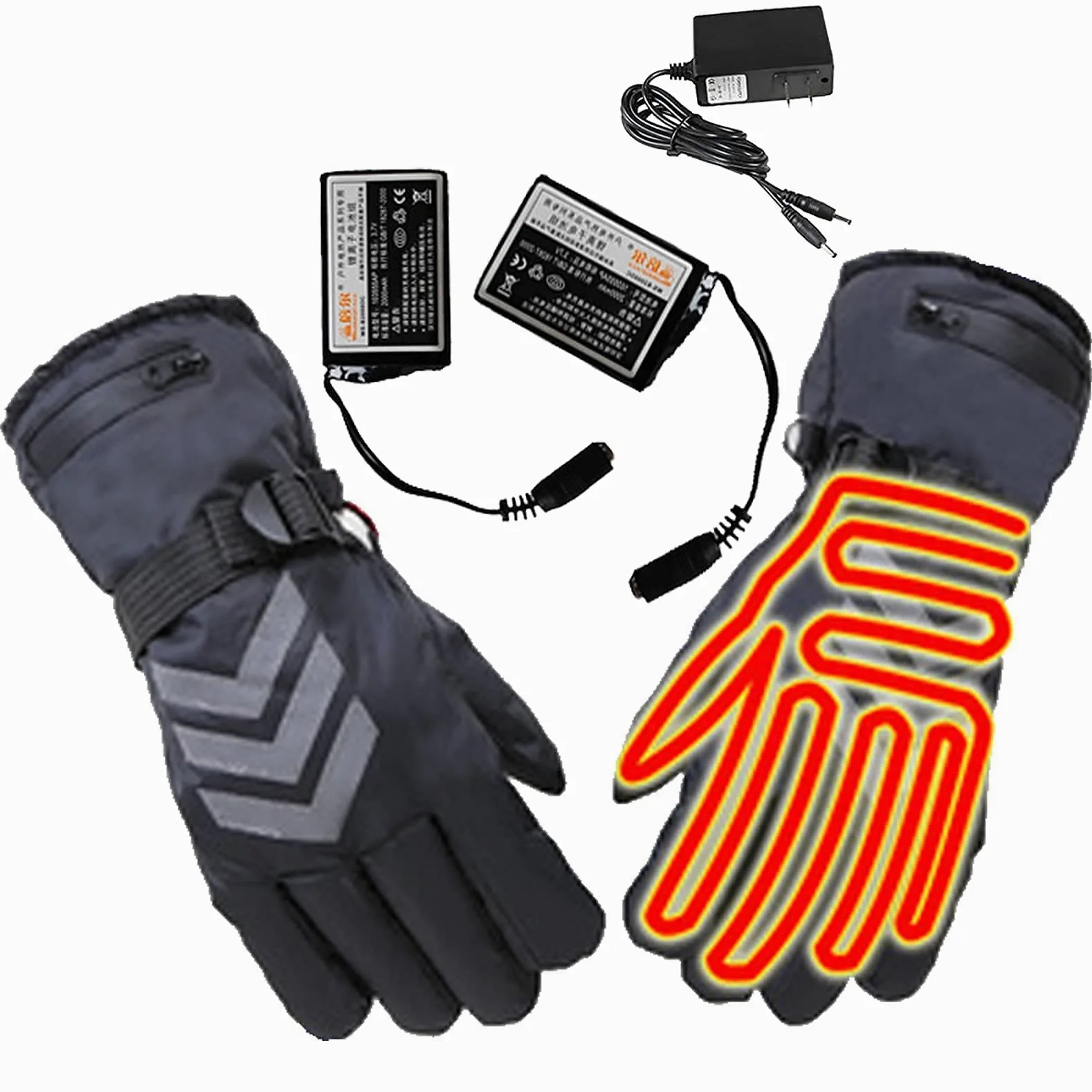 Guantes térmicos eléctricos de Invierno Impermeables a Prueba de Viento Ciclismo Calentamiento cálido Pantalla táctil Guantes térmicos alimentados por batería, 5000 mA