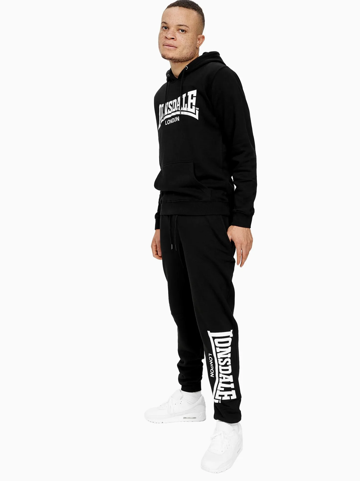 Lonsdale London Cloudy Hombre chándal Negro 80% algodón, 20% poliéster