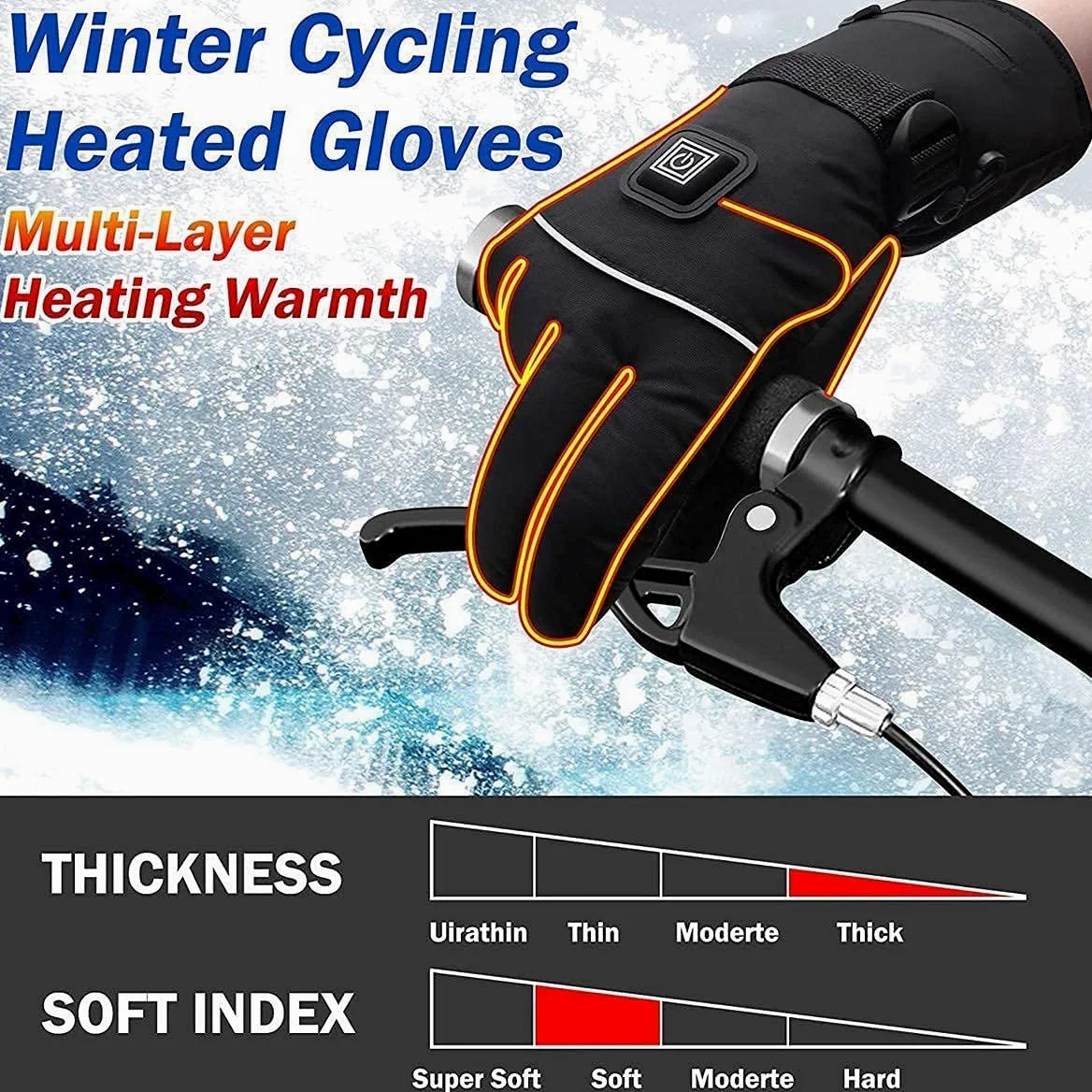 Guantes térmicos eléctricos, Guantes térmicos aislados con Pantalla táctil, Guantes térmicos para esquí de Motocicleta, Guantes Impermeables con 3 Niveles de Calentamiento a baterí