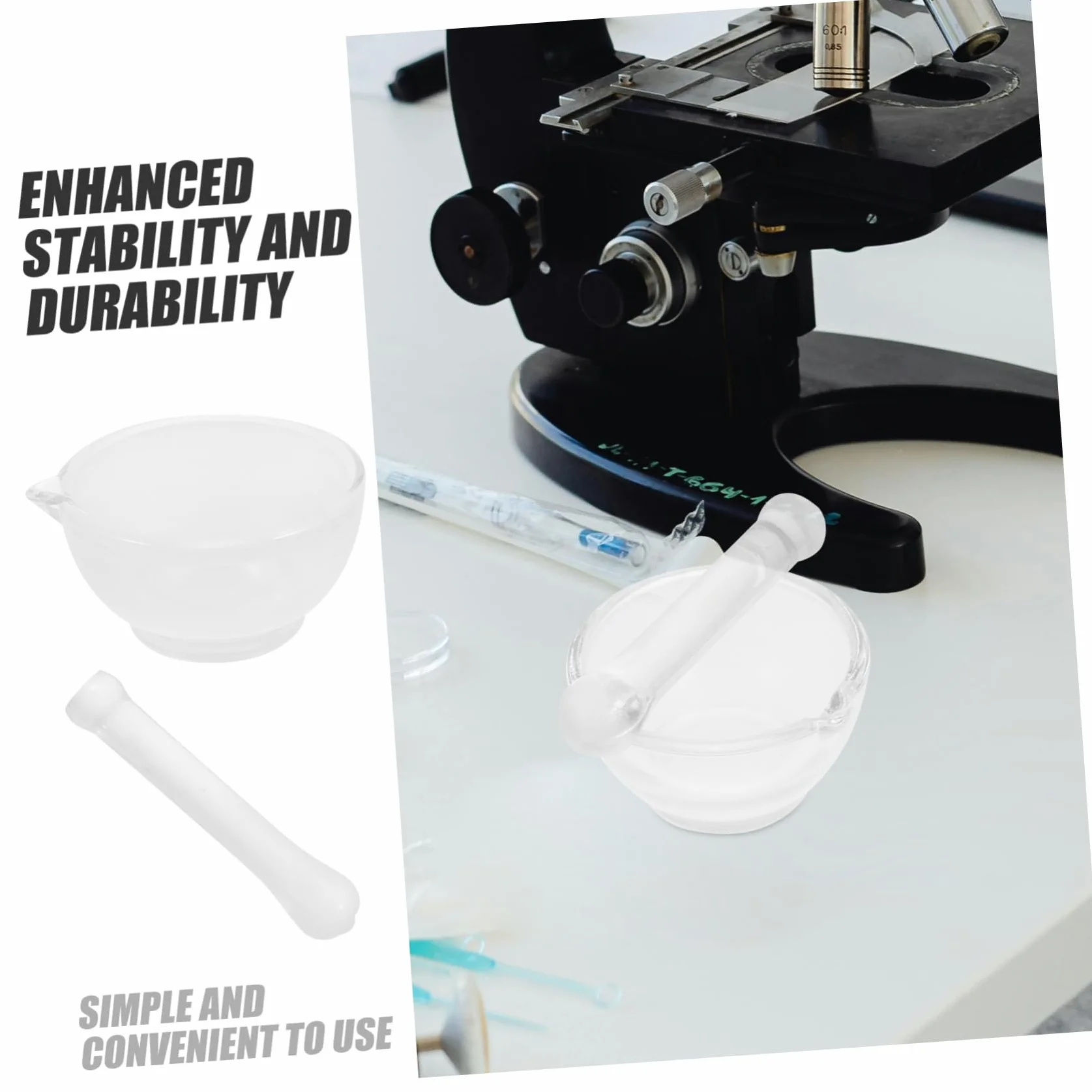 Mortero de Vidrio para Laboratorio con Cuenco y Moler Especias Cocina Profesional